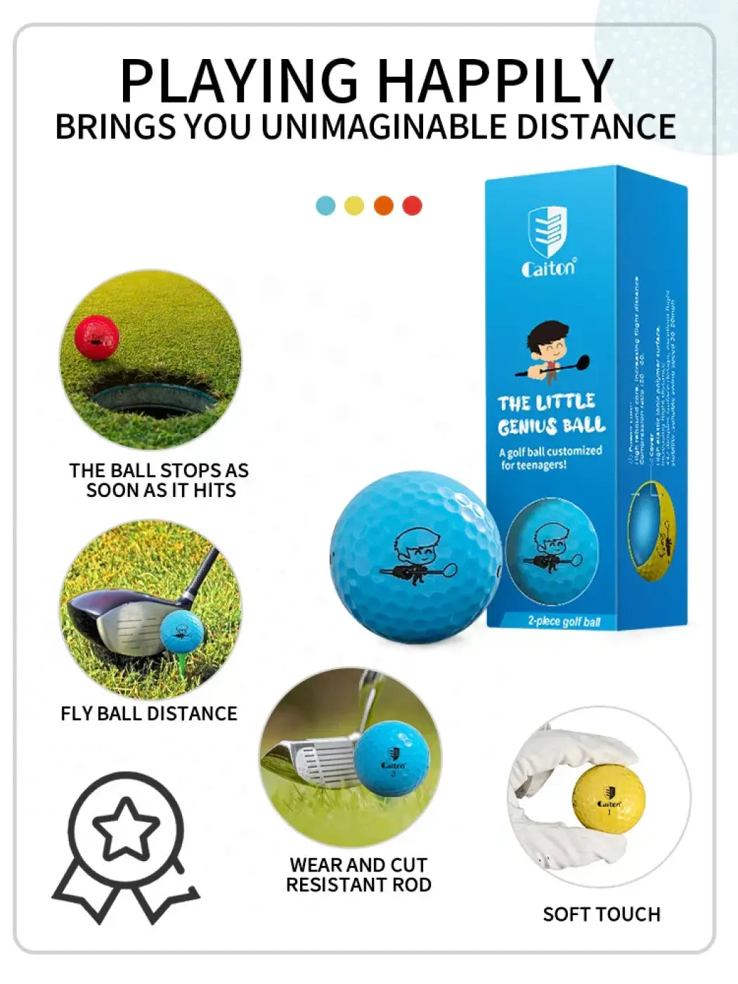 The Ball Depot golf ball: Caiton Cartoon Youth 2-Layer Long Distance Balls