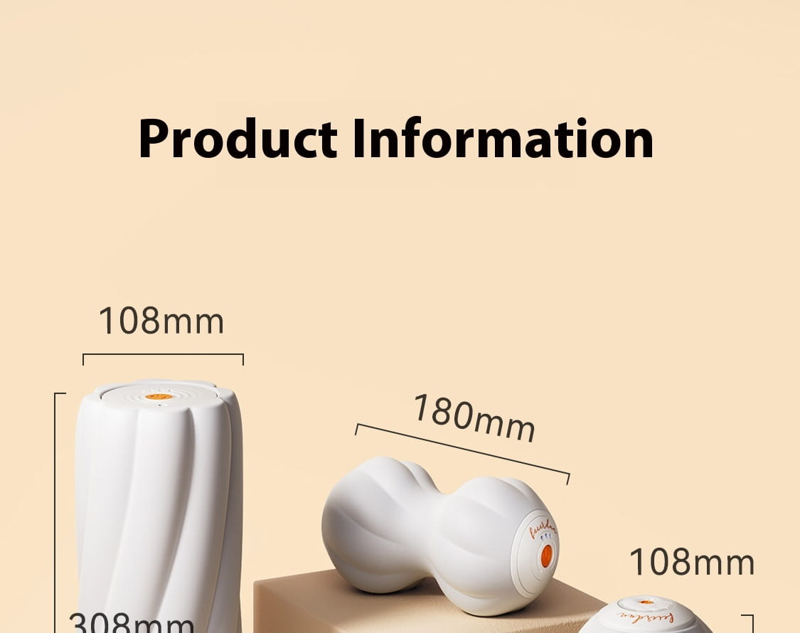 White ceramic Electric Deep Massage Yoga Ball roller with curved design and orange accents