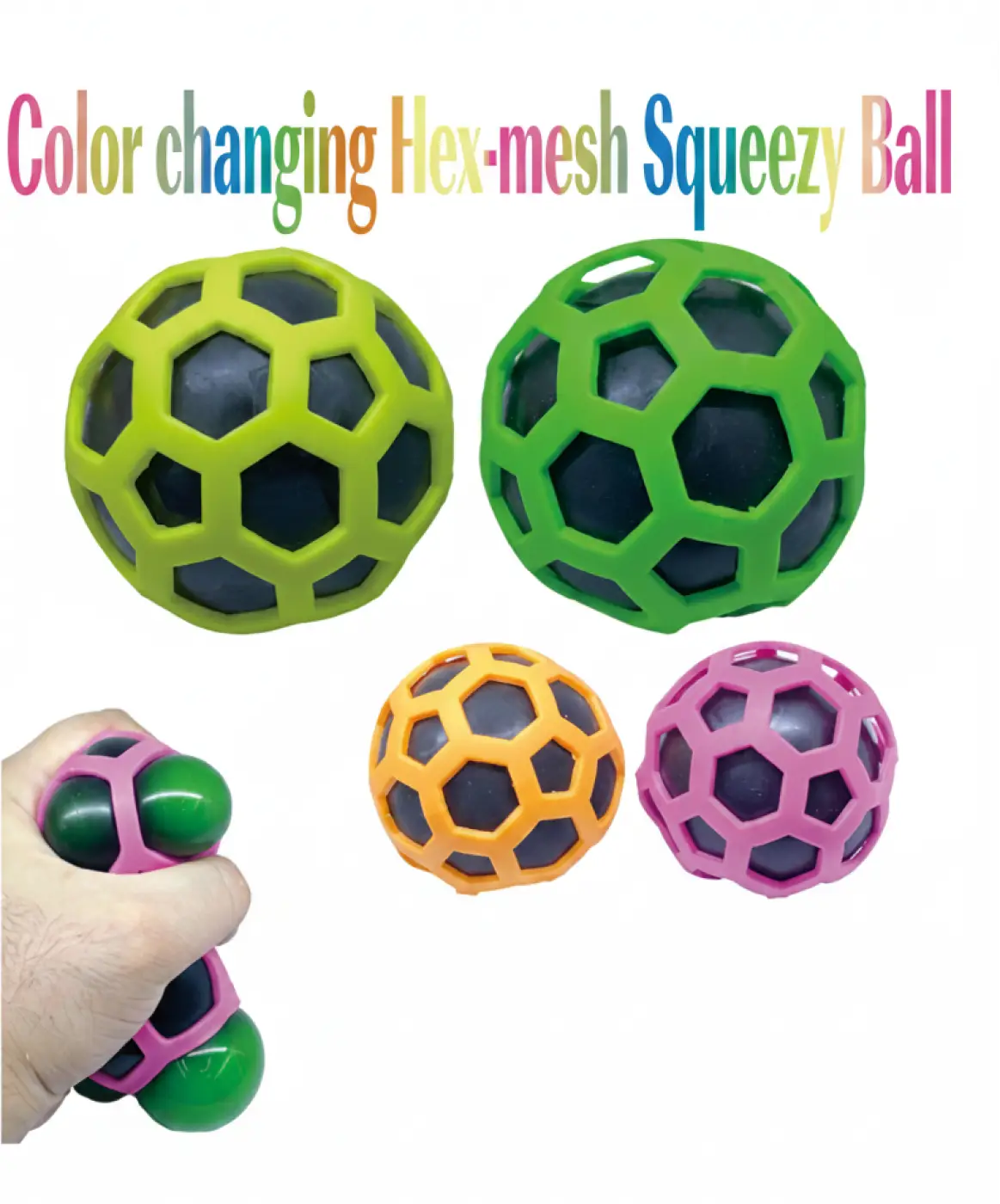Puka Creations stress ball: Color Changing Hex-Mesh Squeezy Ball