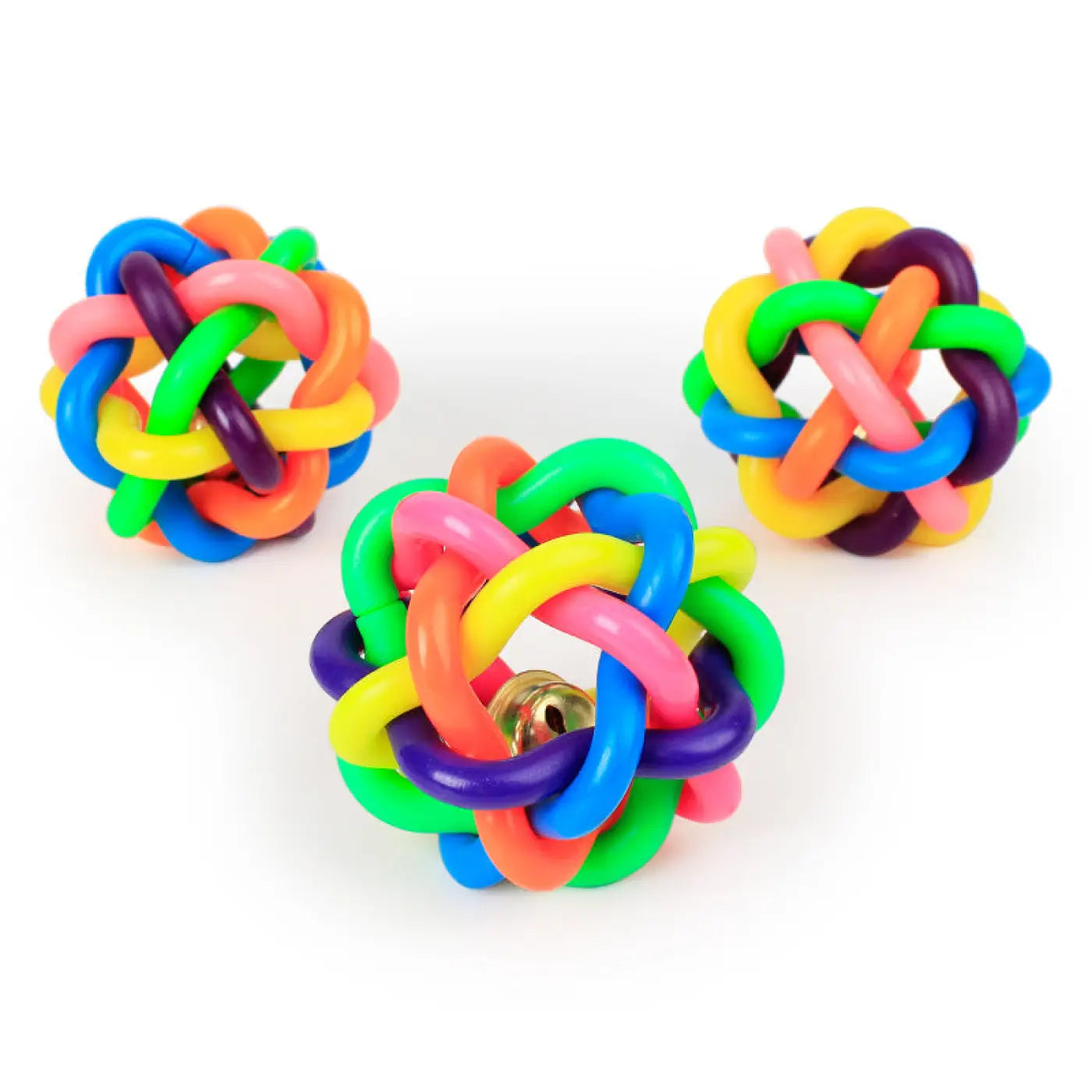 The Ball Depot dog balls: Colorful bell woven dog toy ball