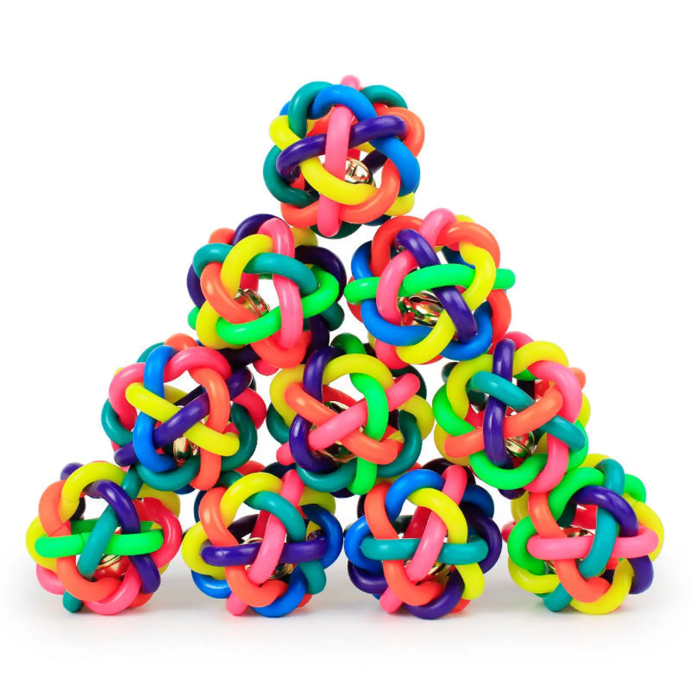 The Ball Depot dog balls: Colorful bell woven dog toy ball