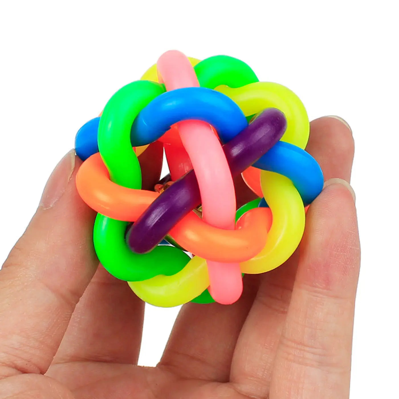 The Ball Depot dog balls: Colorful bell woven dog toy ball
