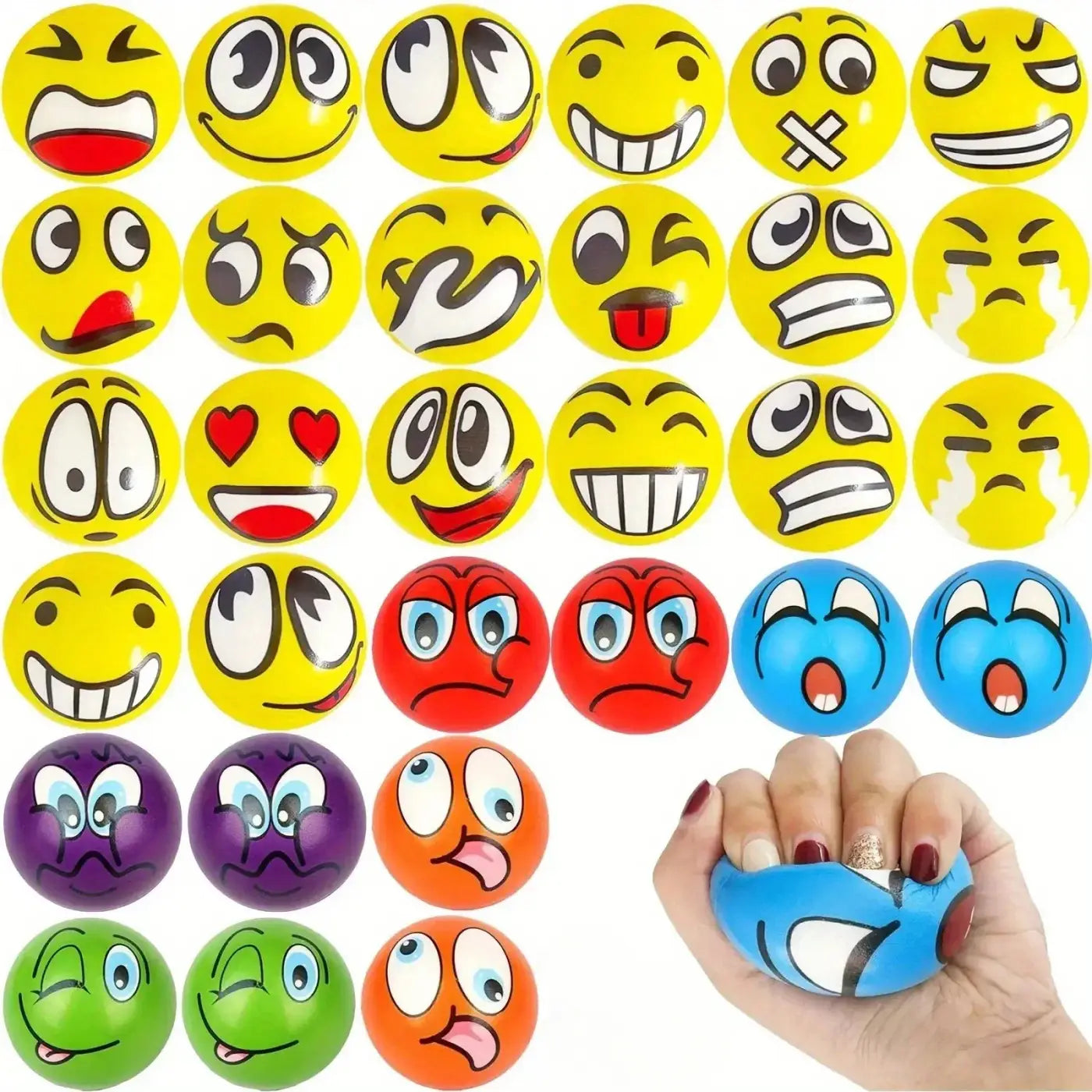 The Ball Depot stress balls: Colourful Funny Faces Squeeze Balls