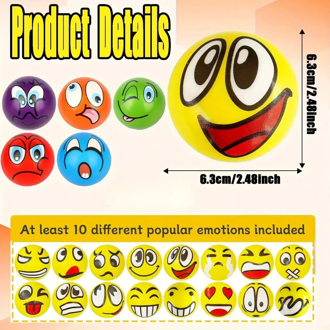 The Ball Depot stress balls: Colourful Funny Faces Squeeze Balls