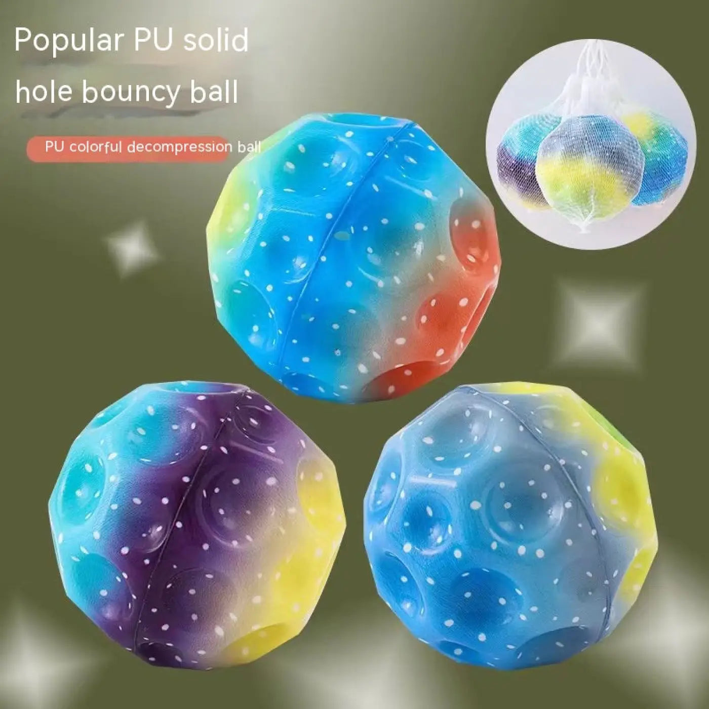 The Ball Depot bouncy ball: Colourful Hole High Bounce Ball