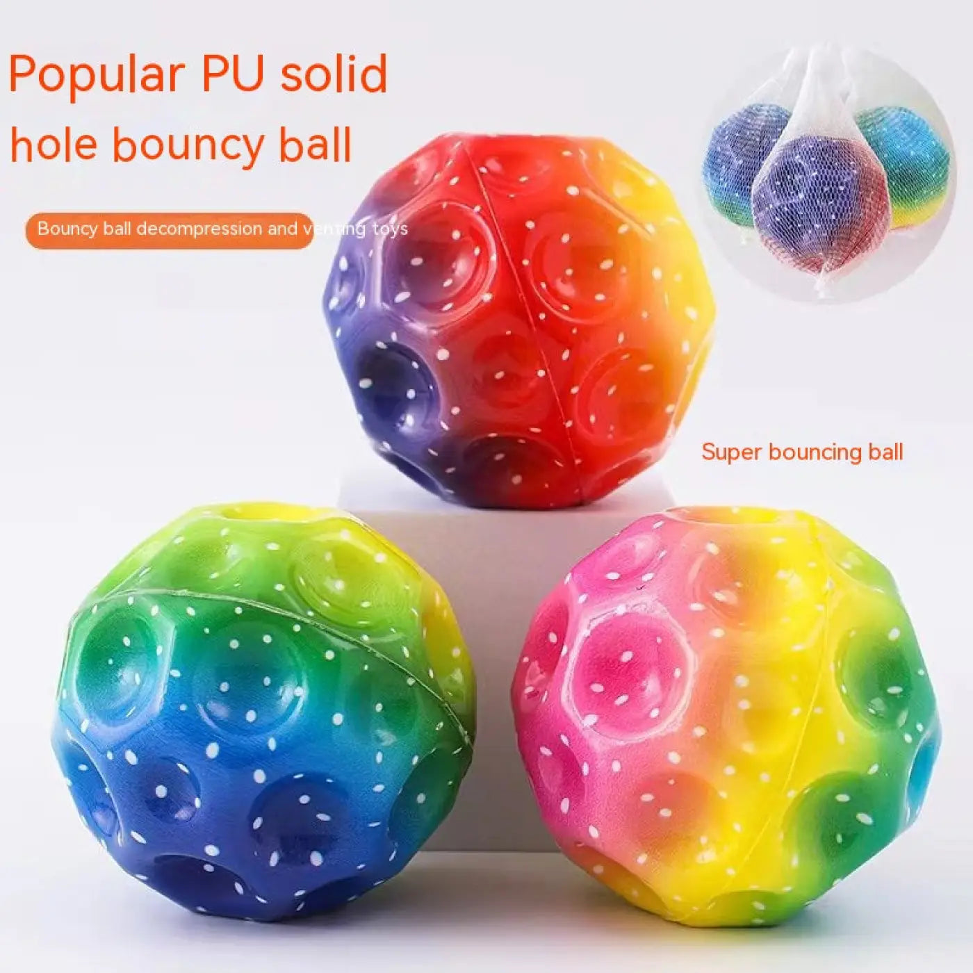 The Ball Depot bouncy ball: Colourful Hole High Bounce Ball