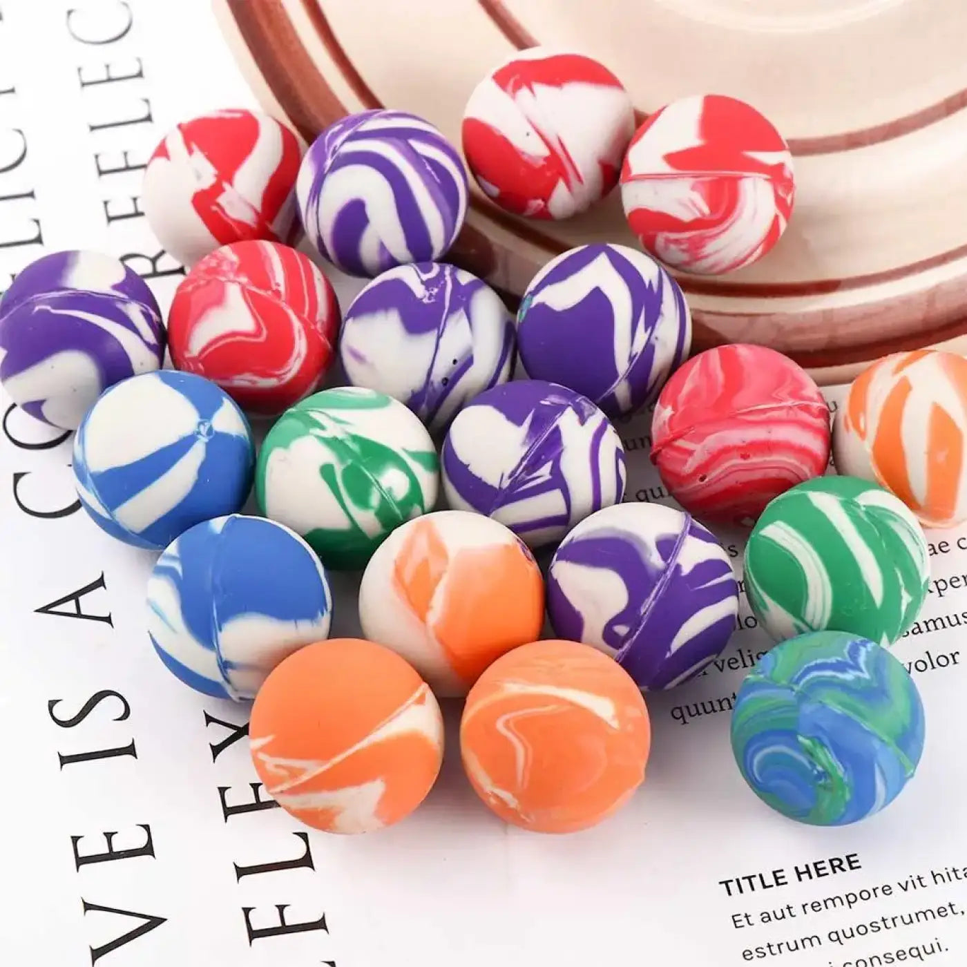 The Ball Depot : Sports Games Bouncy Toy 20mm Colorful for Child Mini Jumping Balls Swirl Bouncing Balls Rubber Ball Bouncing Balls
