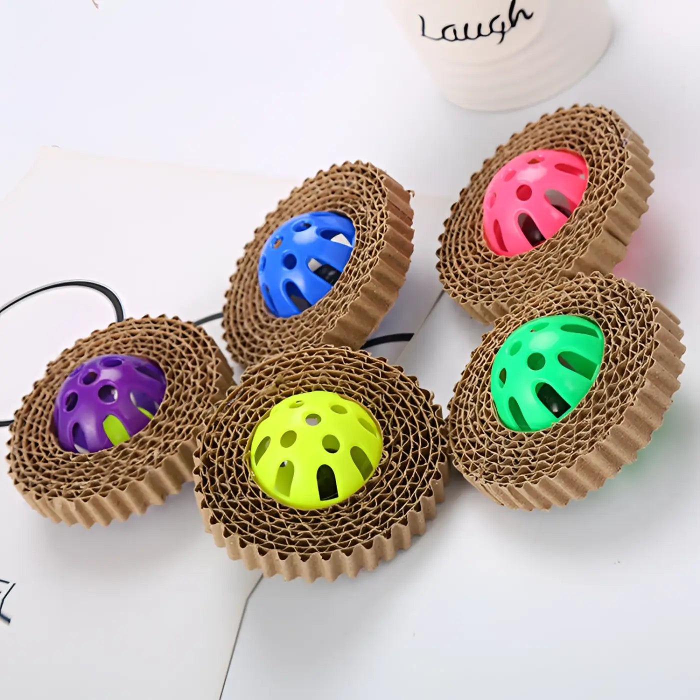 The Ball Depot cat toys: Corrugated Paper Cat Plastic Ball