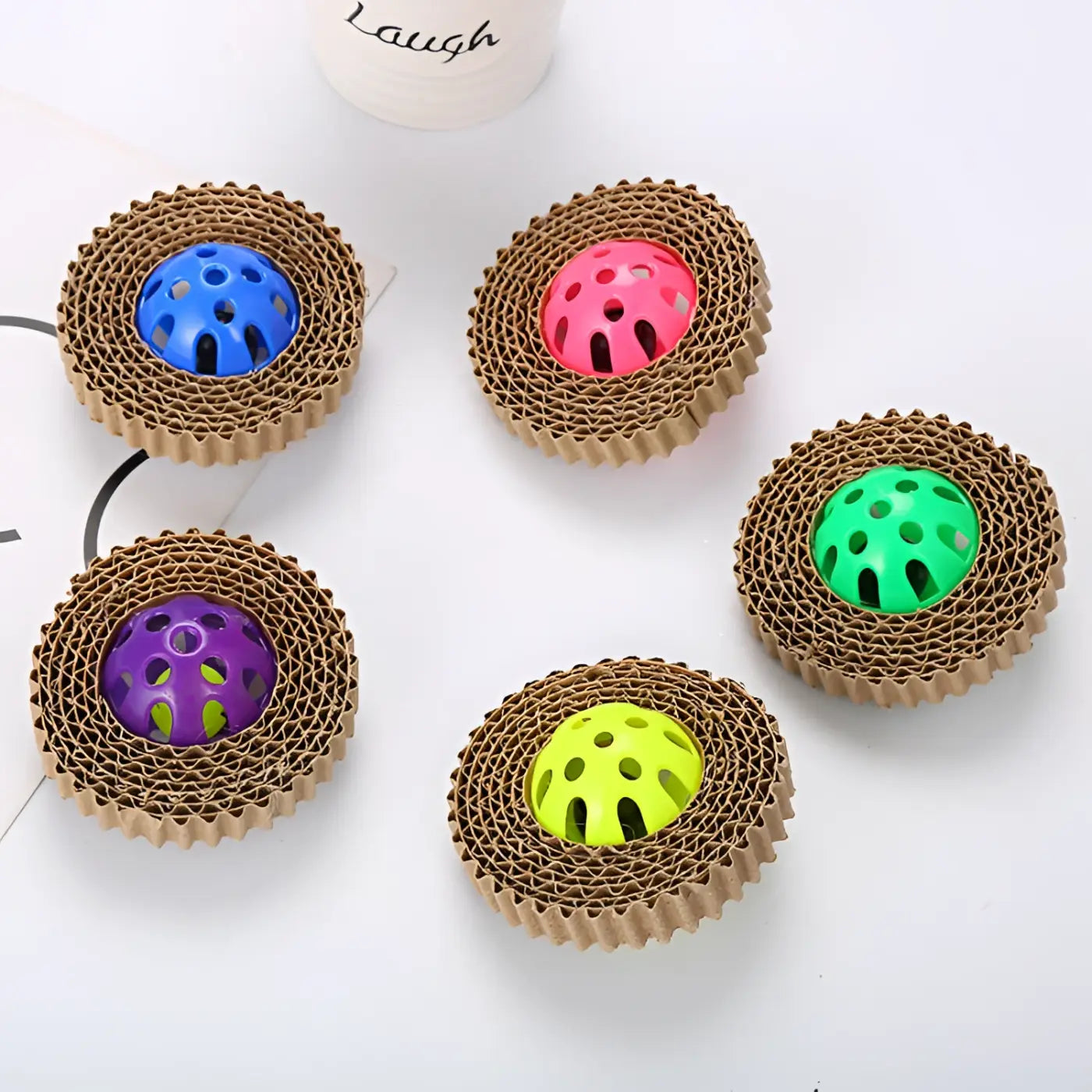 The Ball Depot cat toys: Corrugated Paper Cat Plastic Ball