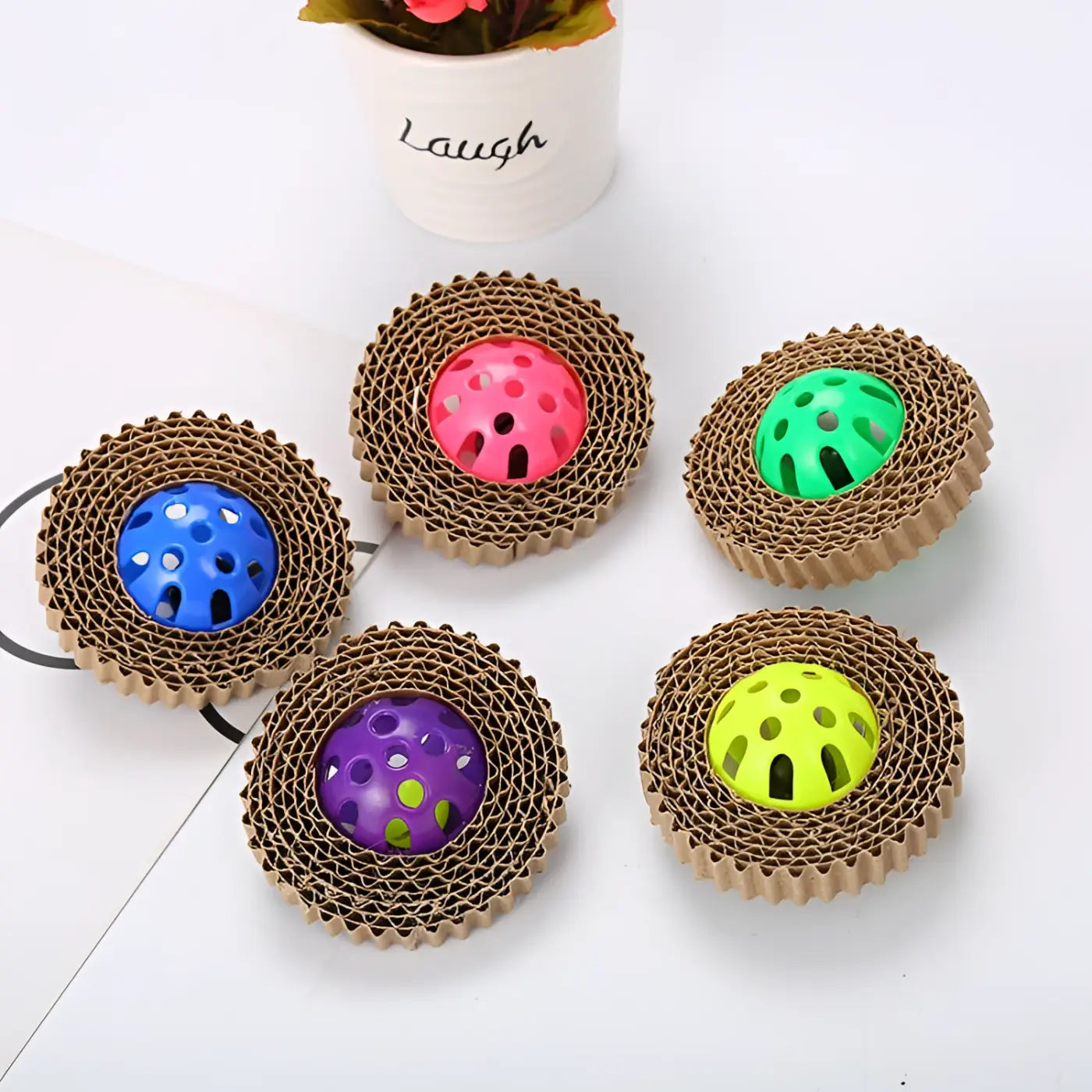 The Ball Depot cat toys: Corrugated Paper Cat Plastic Ball