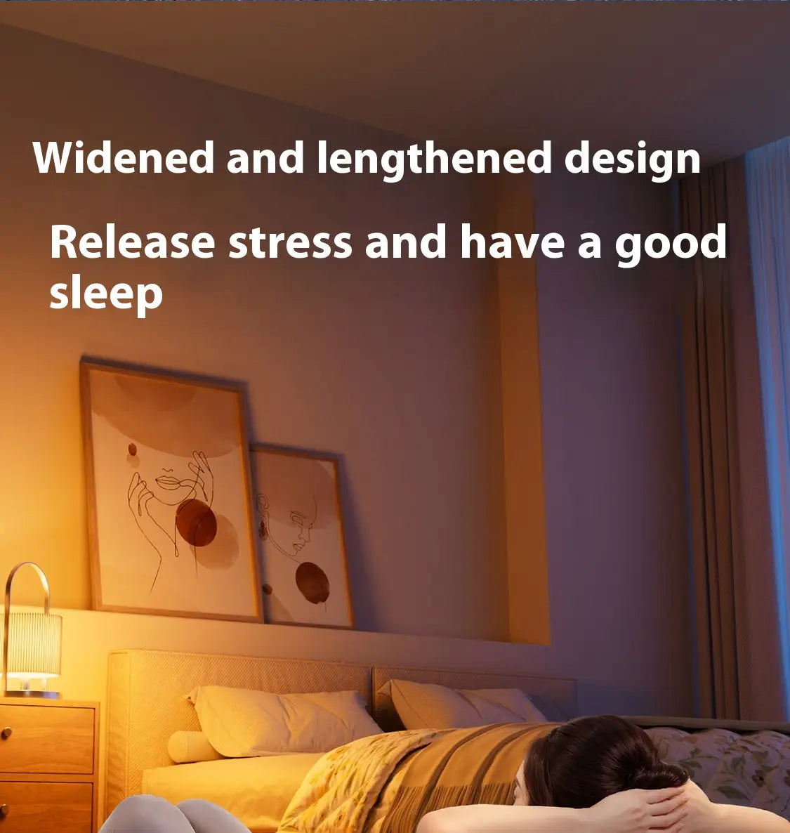 Warm-toned bedside lamp with textured cylindrical shade on Electric Deep Massage Yoga Ball