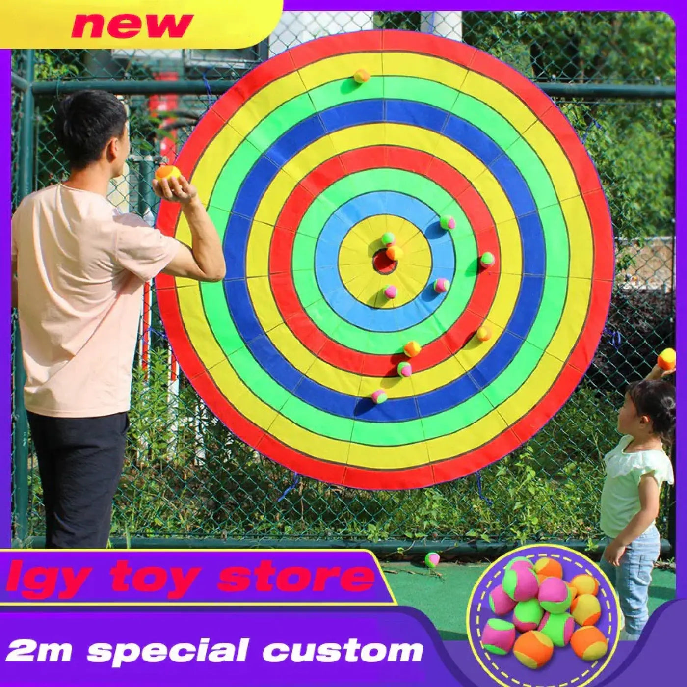 The Ball Depot : Dartboard Game Set Round Cloth Dart Board Outdoor Hrowing Sticky Ball Target Toy With 20 Balls for Parent-child Interaction Game