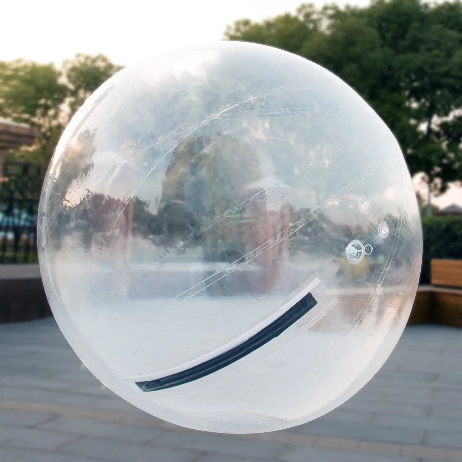 2M Walk On Water Walking Ball: transparent inflatable with black stripe and valves