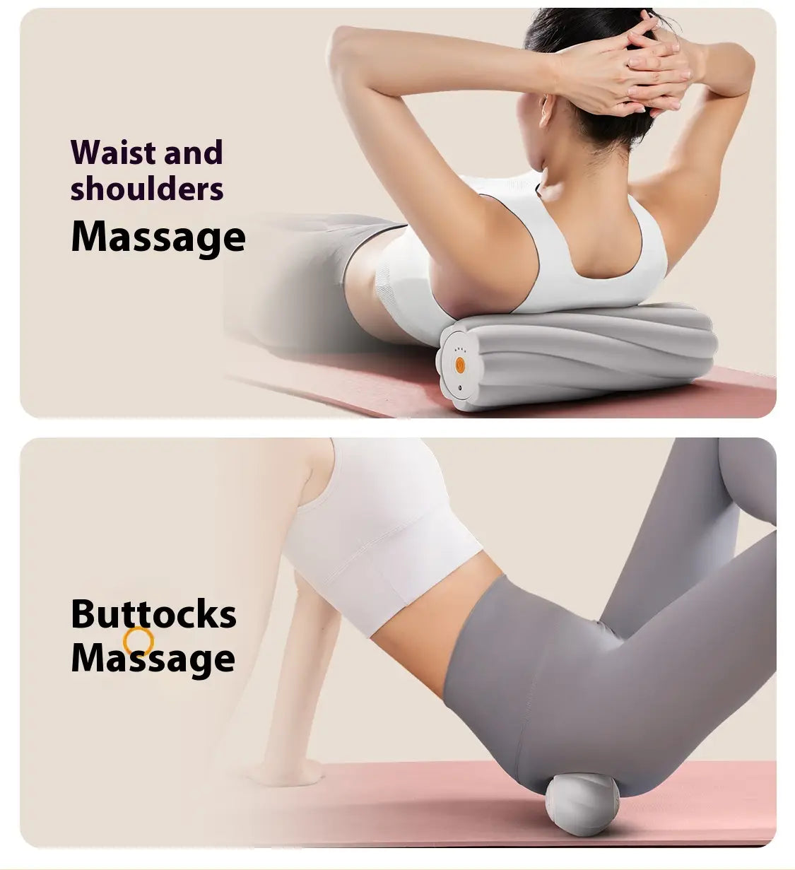Gray foam Electric Deep Massage Yoga Ball roller with control panel and white ball