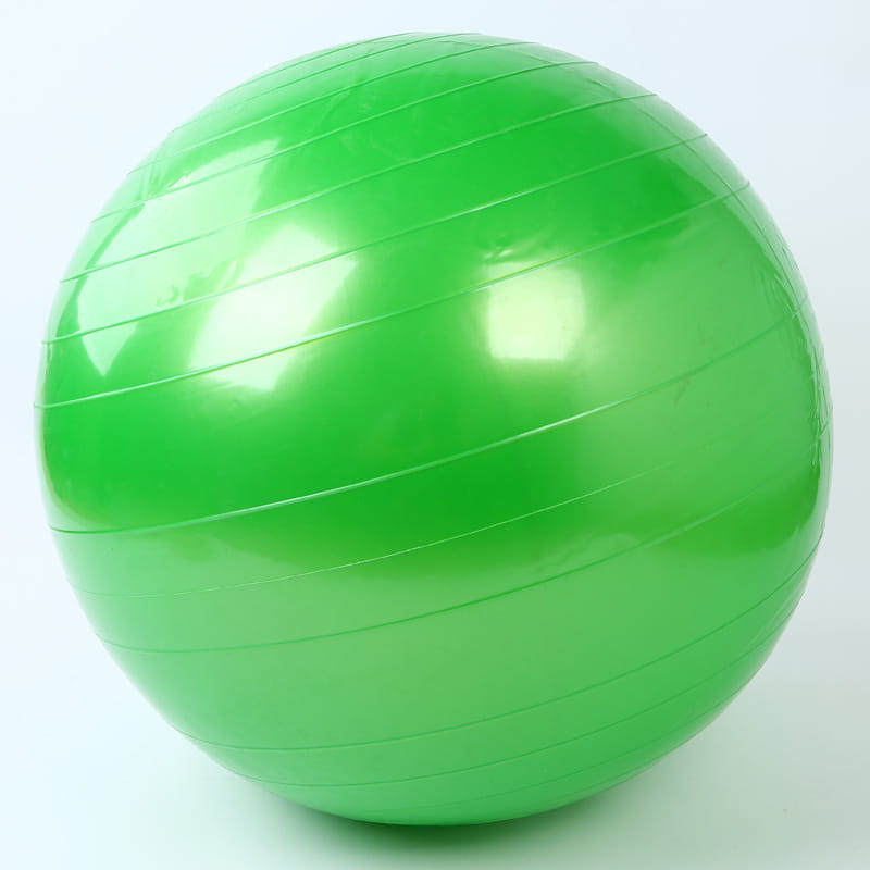 Bright green glossy Fitness Yoga Ball with ribbed texture