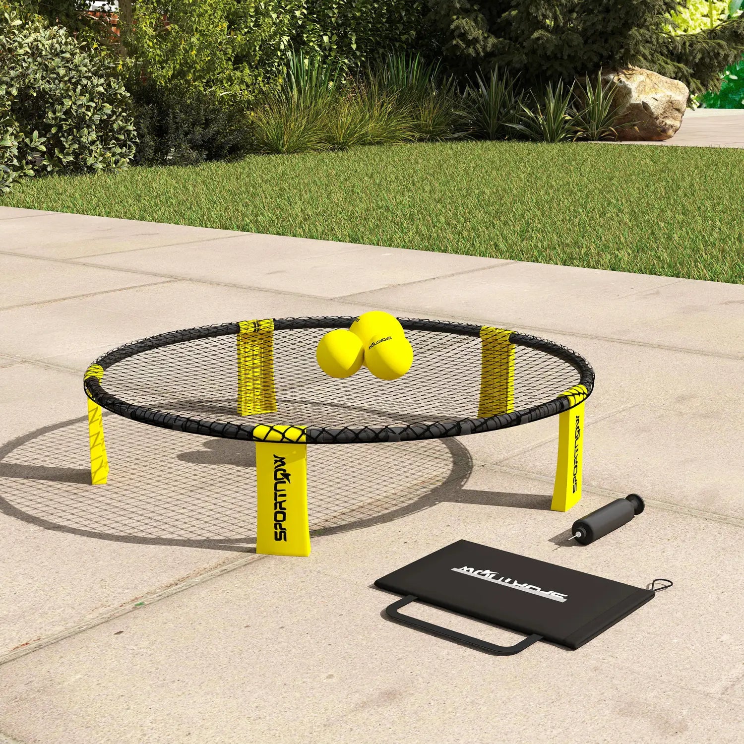 SPORTNOW Spike Ball Game Set with yellow black sportspak and 3 yellow balls on net