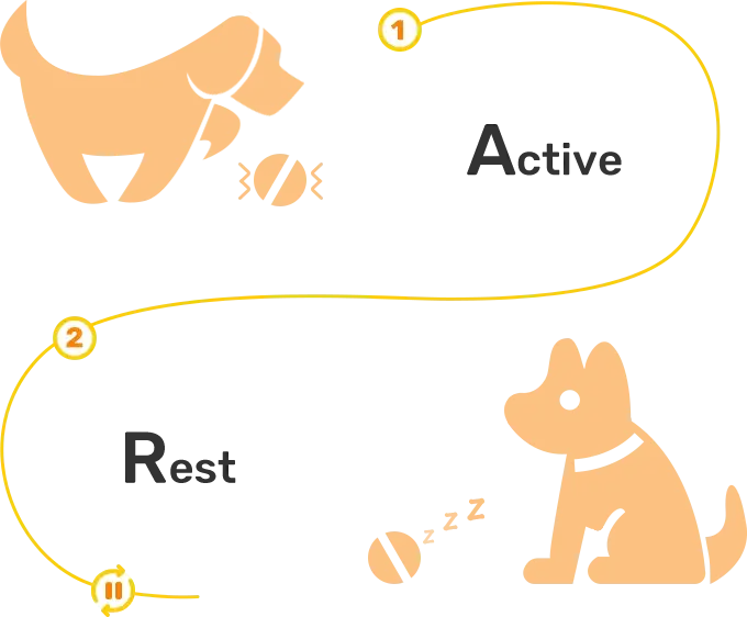 Orange cartoon dog with collar and leash in Bouncing Ball product