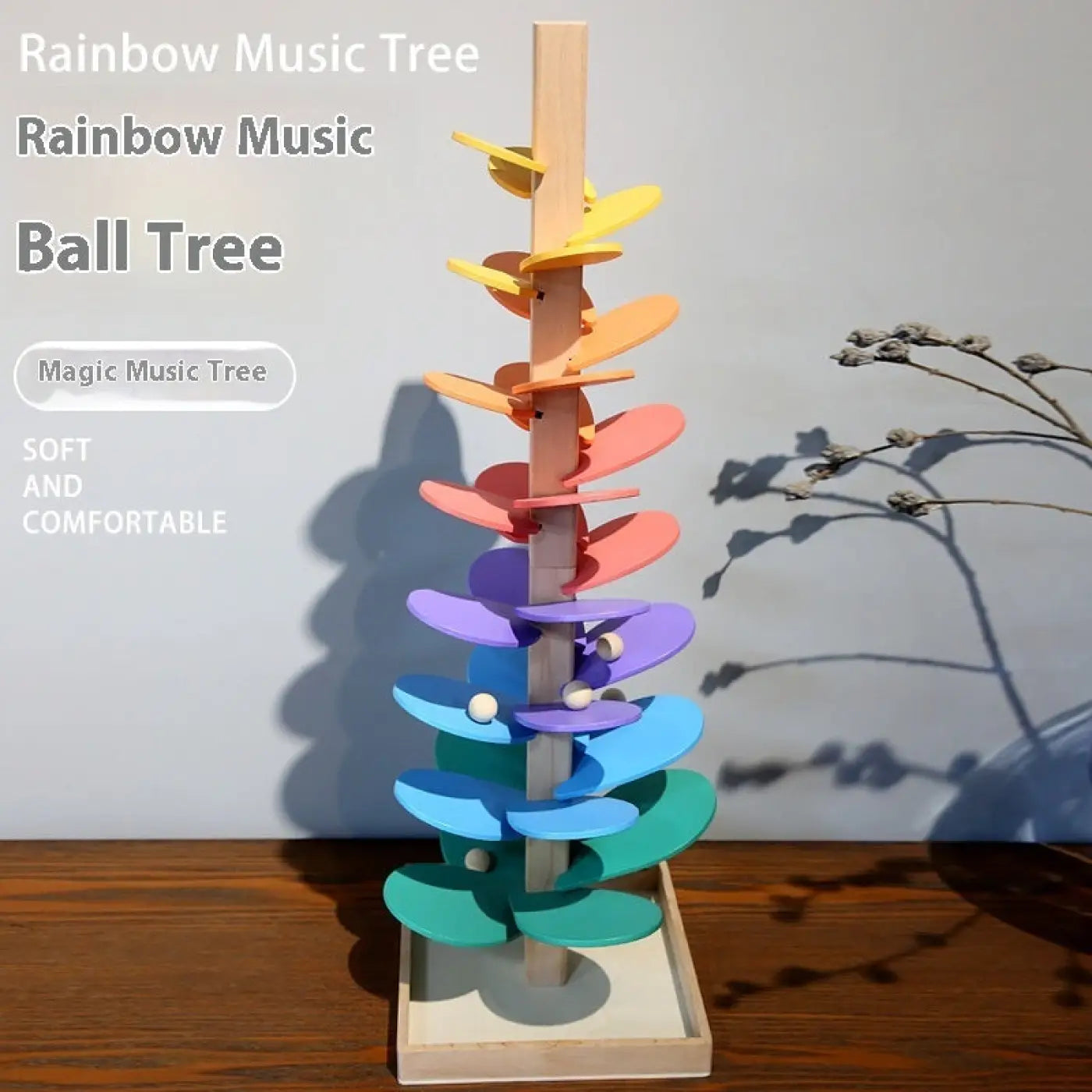 The Ball Depot baby balls: Educational Wooden Rainbow Music Ball Tree
