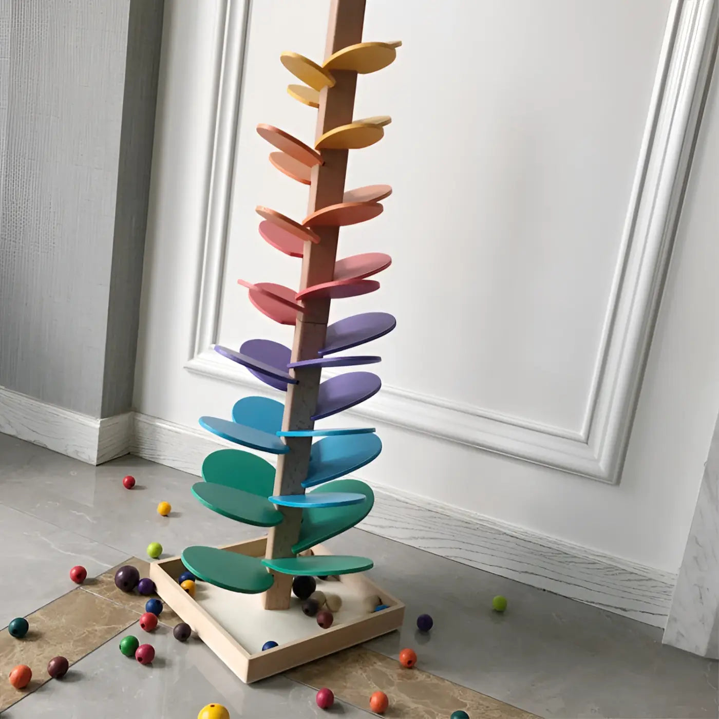 The Ball Depot baby balls: Educational Wooden Rainbow Music Ball Tree