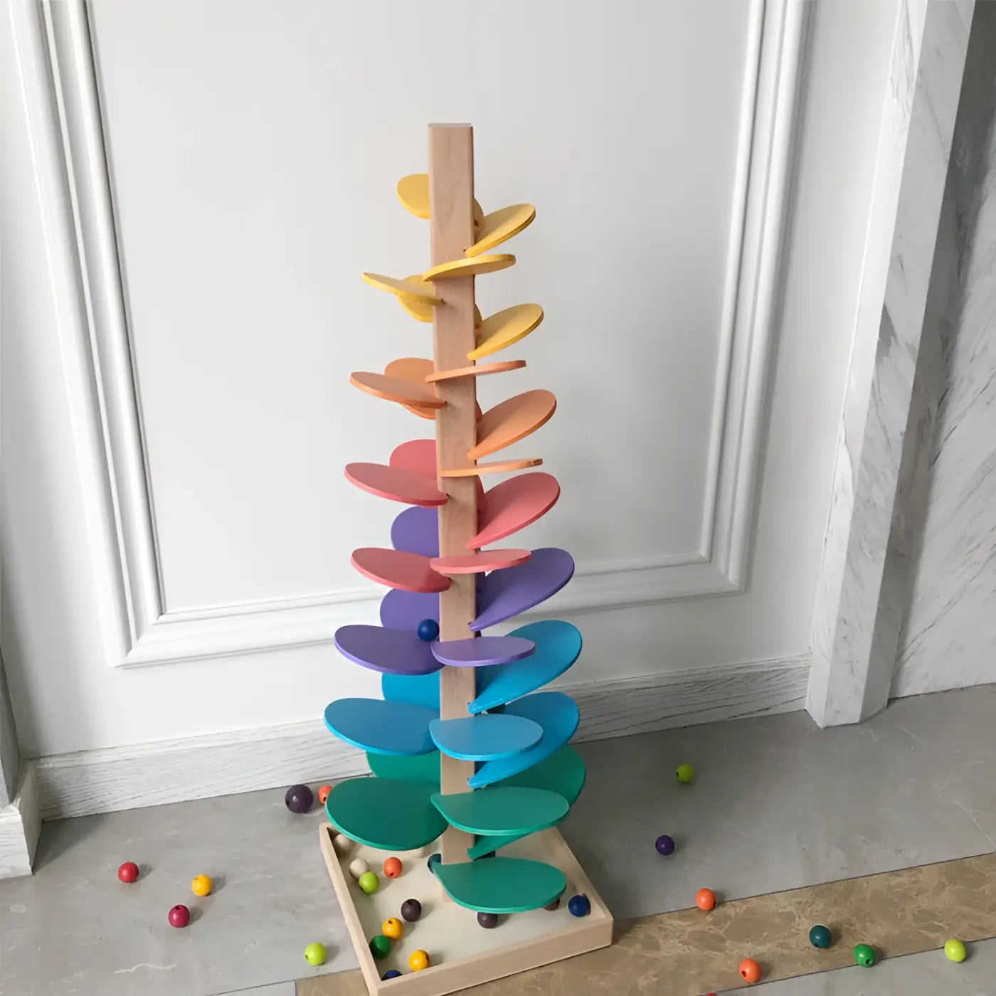 The Ball Depot baby balls: Educational Wooden Rainbow Music Ball Tree