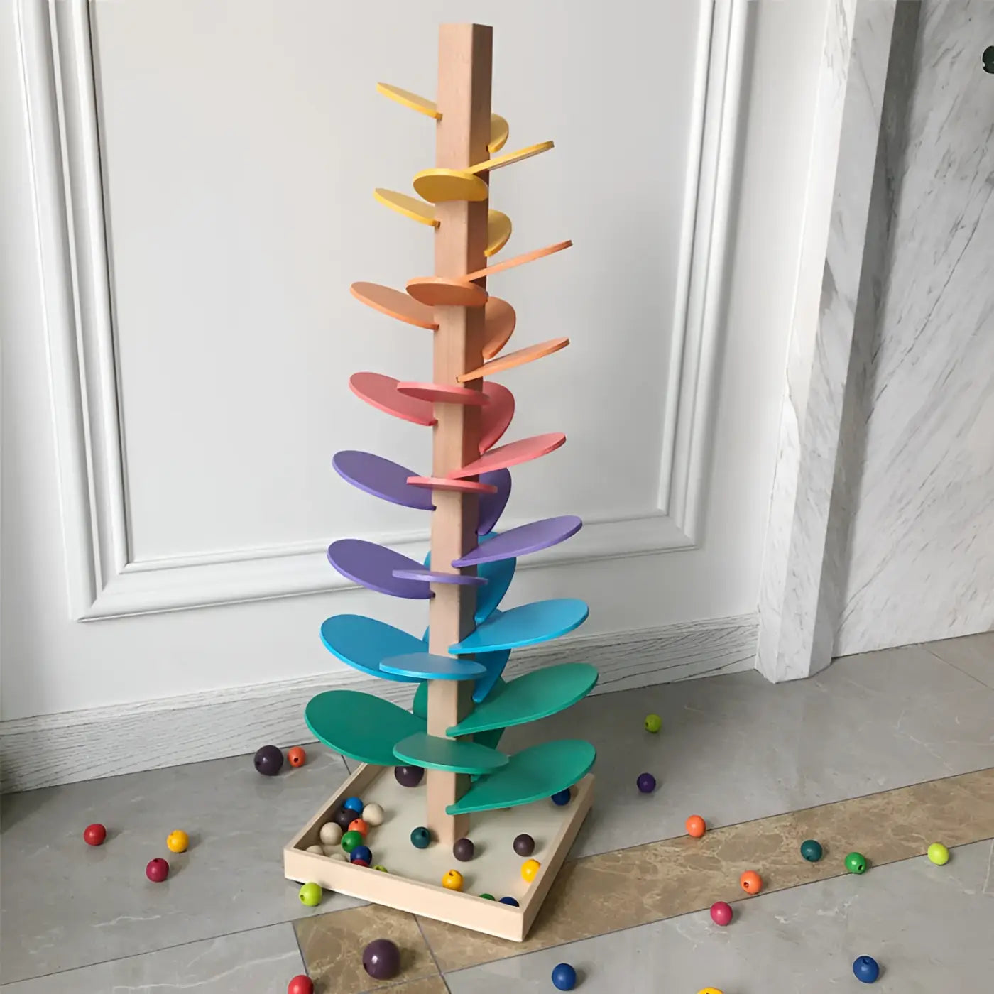 The Ball Depot baby balls: Educational Wooden Rainbow Music Ball Tree