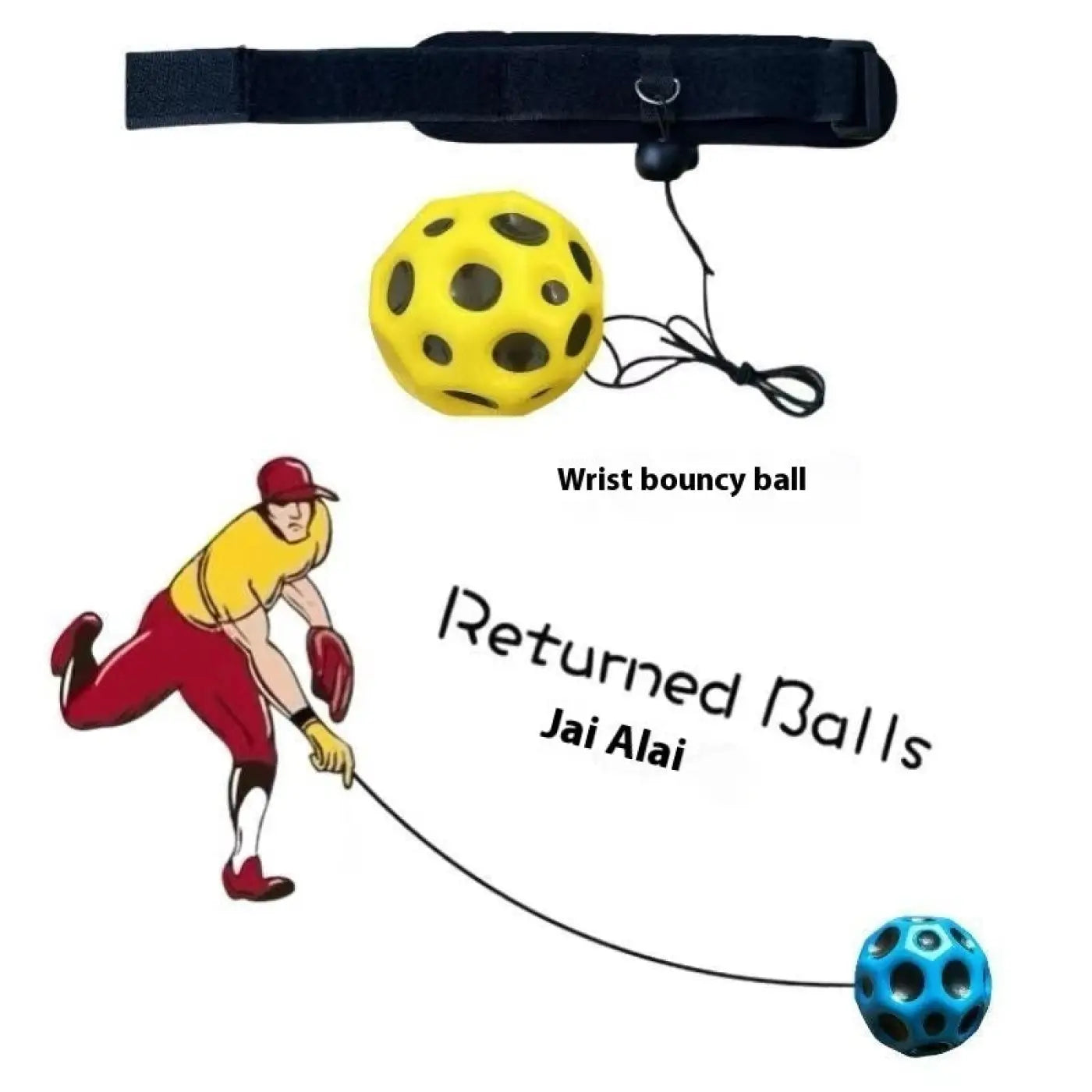 Cashymart bounce ball: Elastic Band Wrist Holed Decompression Balls