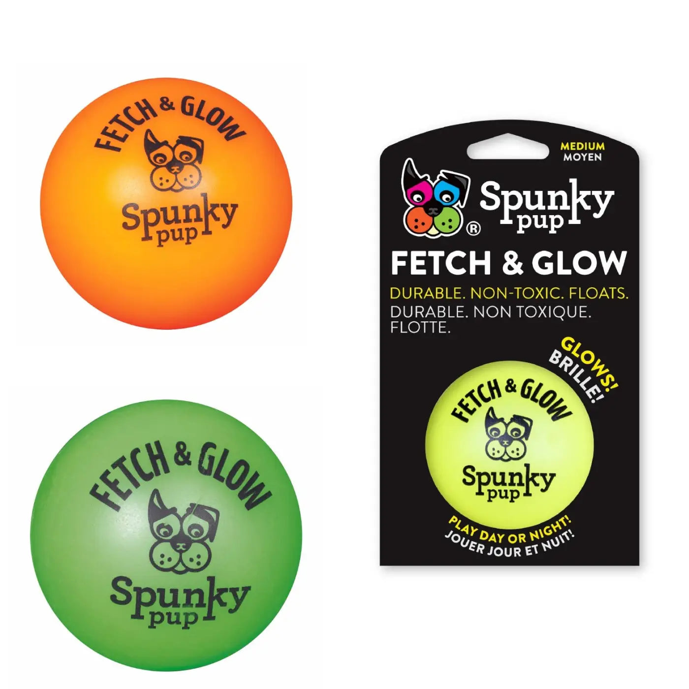 Spunky Pup dog ball: Fetch and Glow Ball: Medium