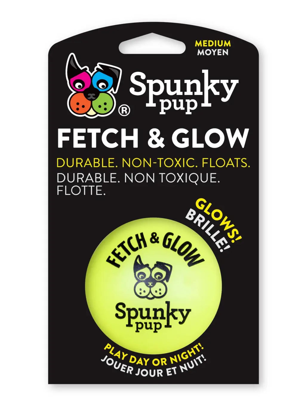 Spunky Pup dog ball: Fetch and Glow Ball: Medium