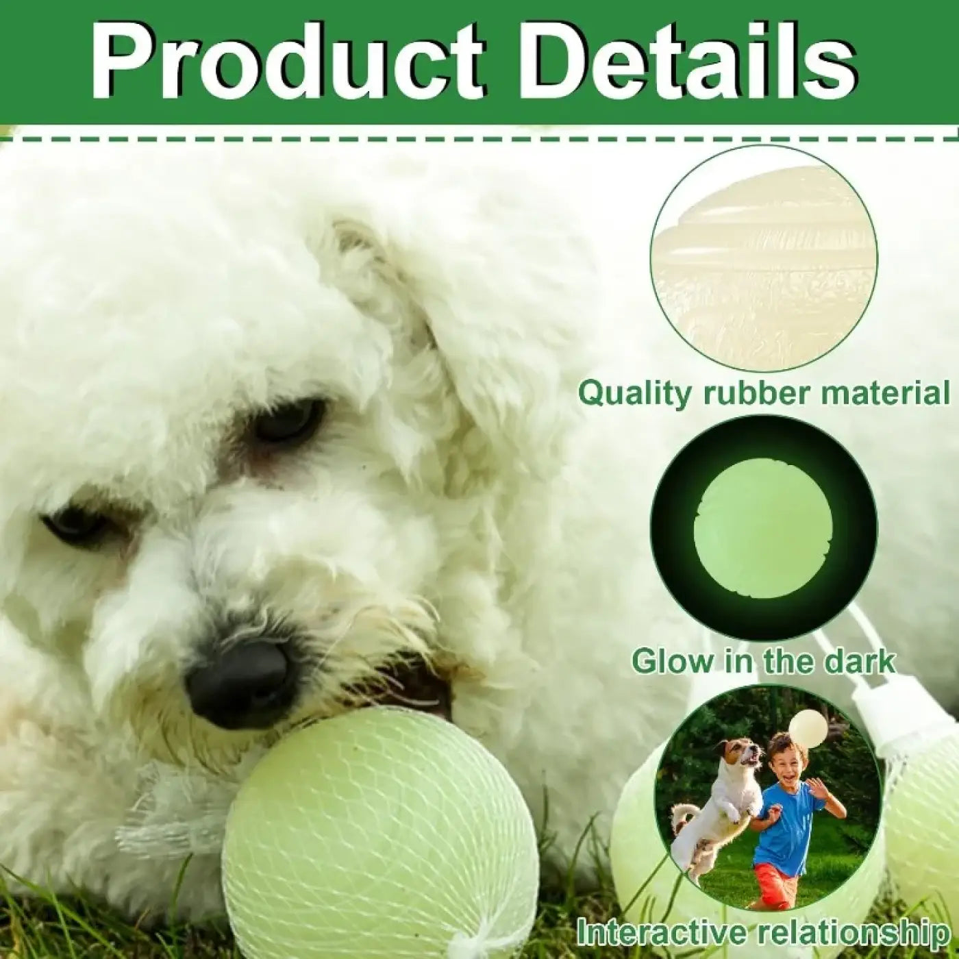 The Ball Depot dog ball: Glow-in -the-Dark Dog Toy Balls -3 Pcs