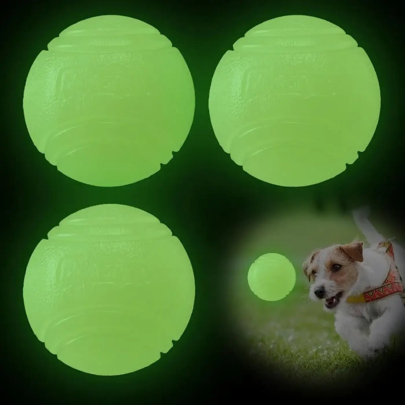 The Ball Depot dog ball: Glow-in -the-Dark Dog Toy Balls -3 Pcs