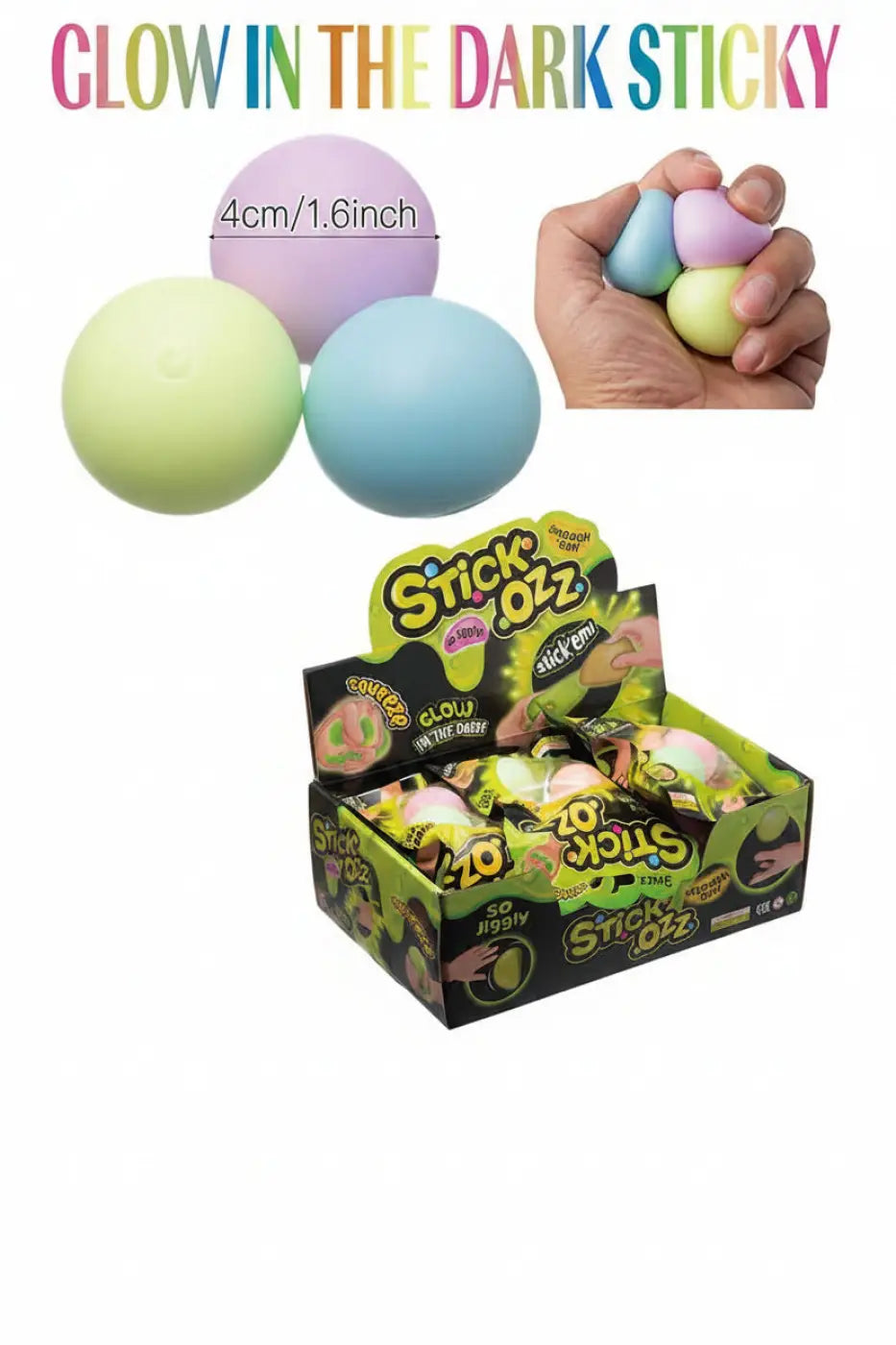 Puka Creations glow ball: Glow-in-The-Dark Sticky Squeeze Ball