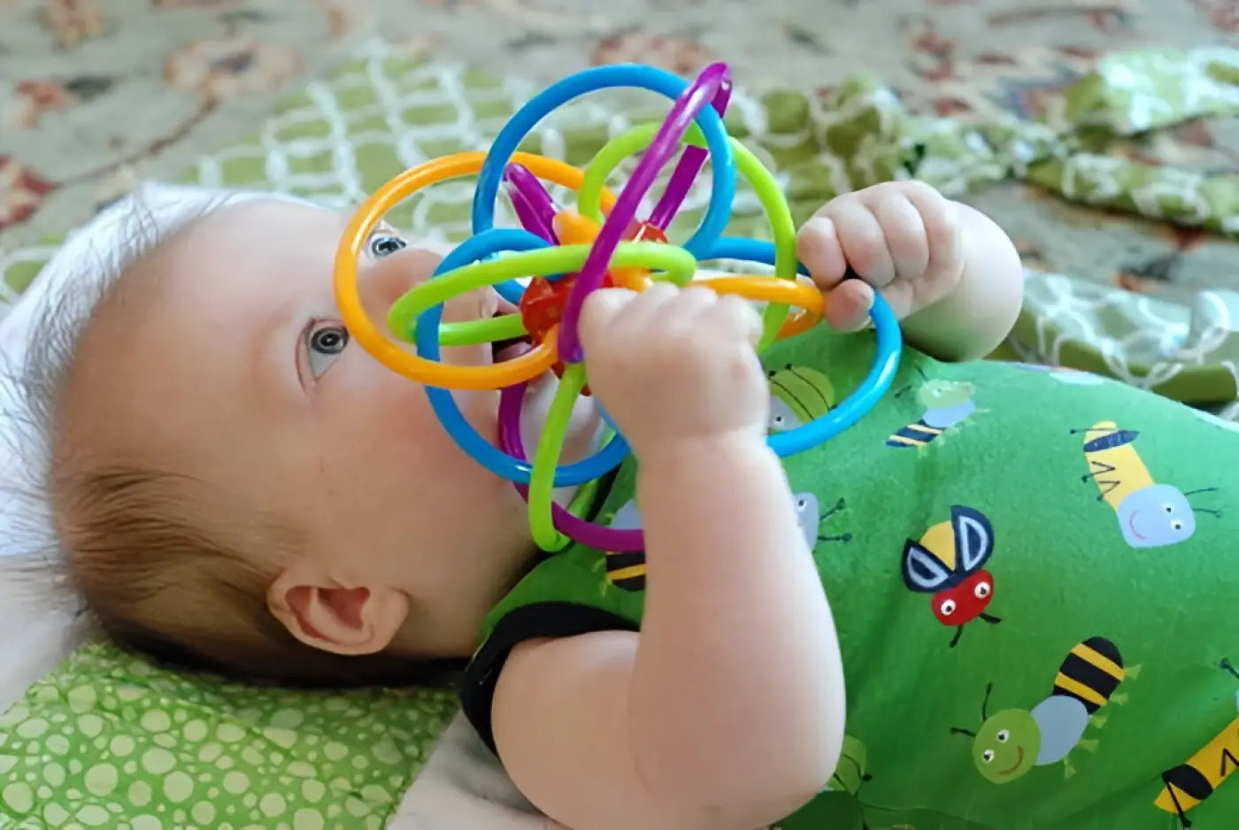 The Ball Depot baby balls: Hand Grip Teether Silicone Rattle Ball