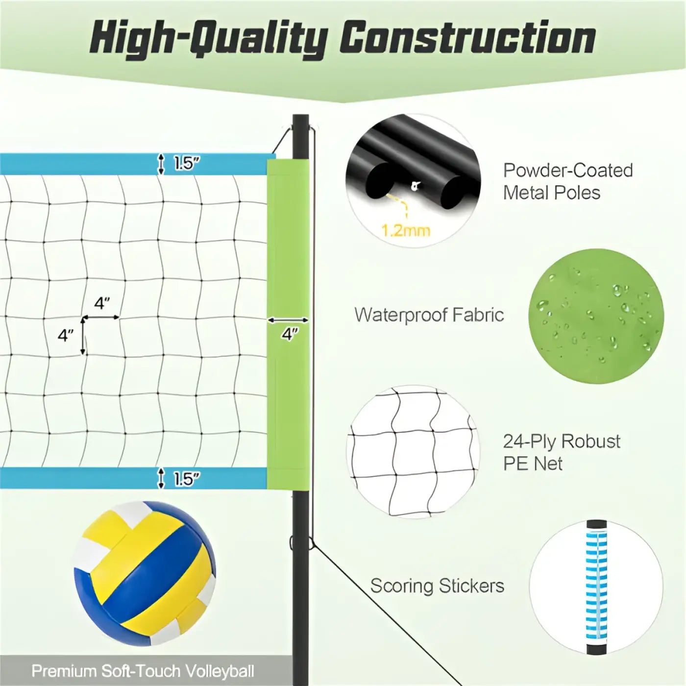 The Ball Depot Accessories: Heavy-Duty Volleyball Net Set