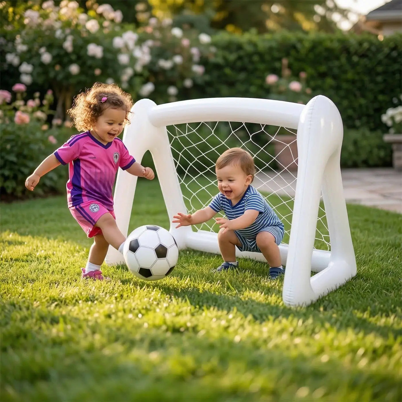 AK Brand kids inflatable ball: Inflatable Soccer Goal with Net for kids