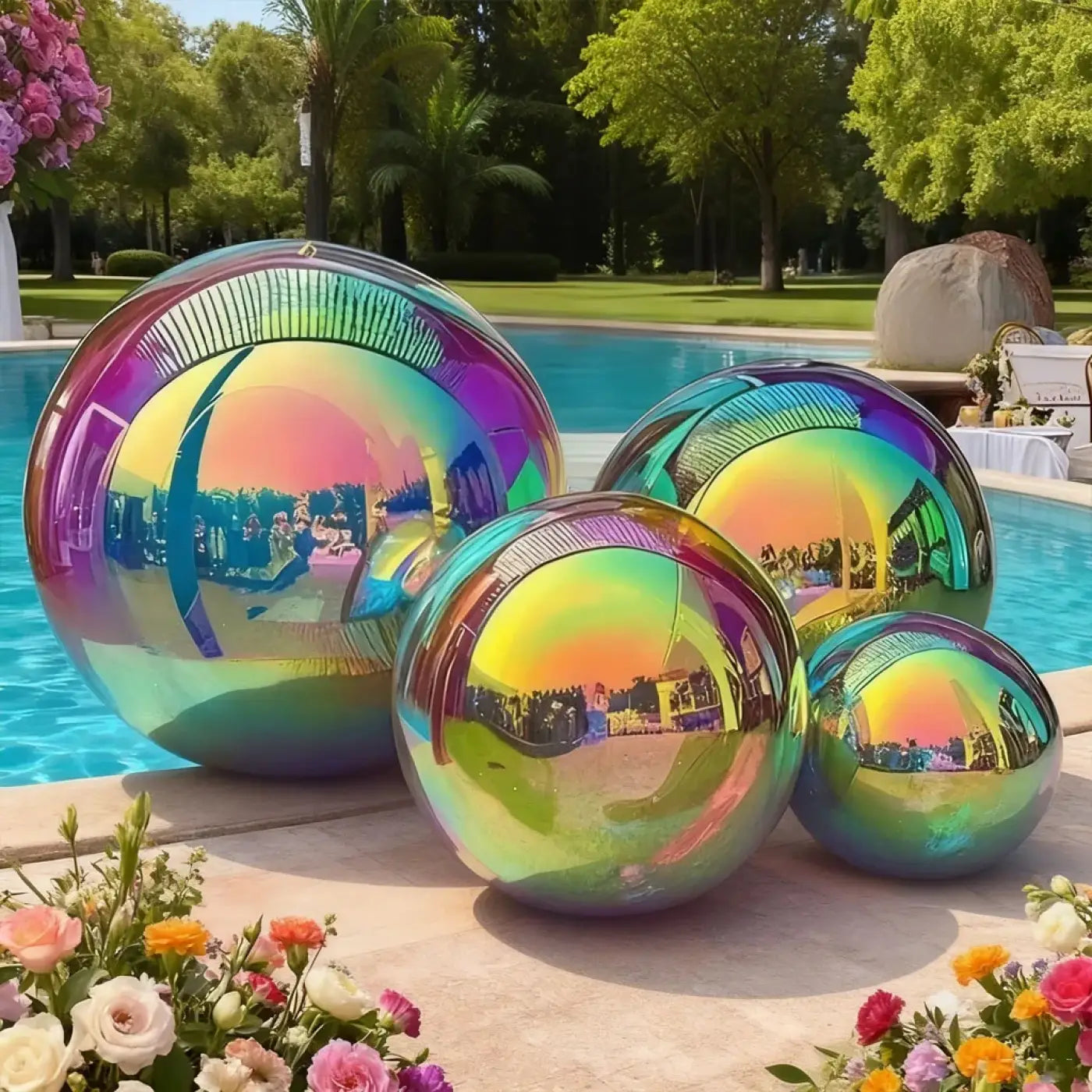 The Ball Depot giant decoration ball: Iridescent Inflatable Mirror Ball