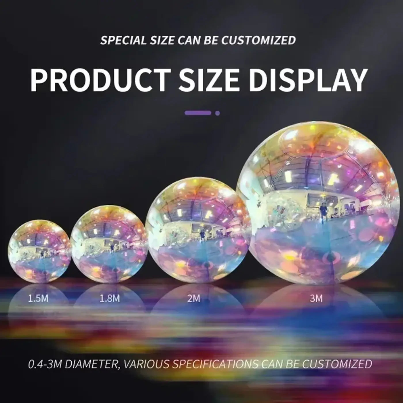 The Ball Depot giant decoration ball: Iridescent Inflatable Mirror Ball