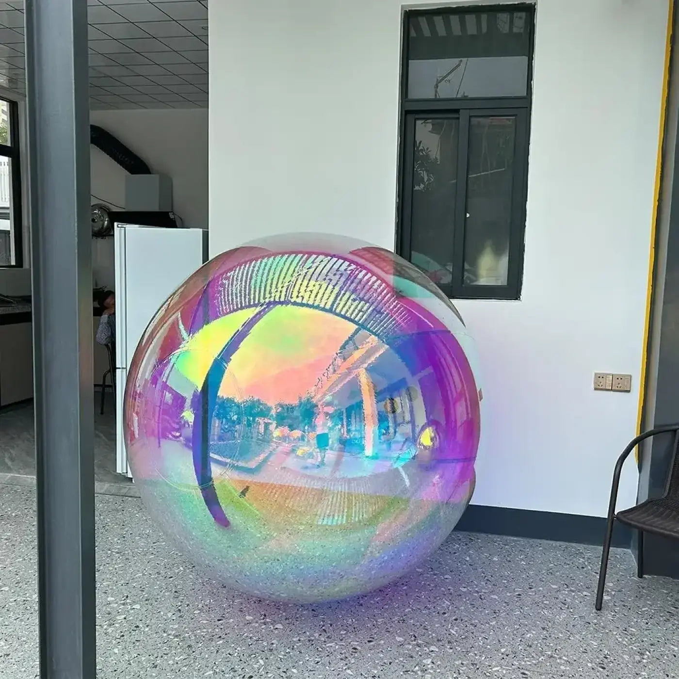 The Ball Depot giant decoration ball: Iridescent Inflatable Mirror Ball