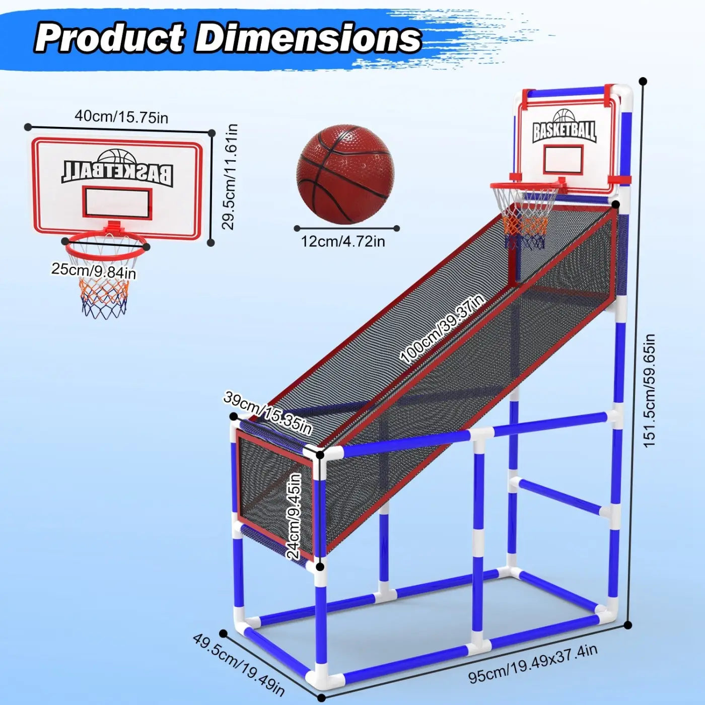 The Ball Depot kids basket ball set: Kids Basketball Game Set With 2 Balls