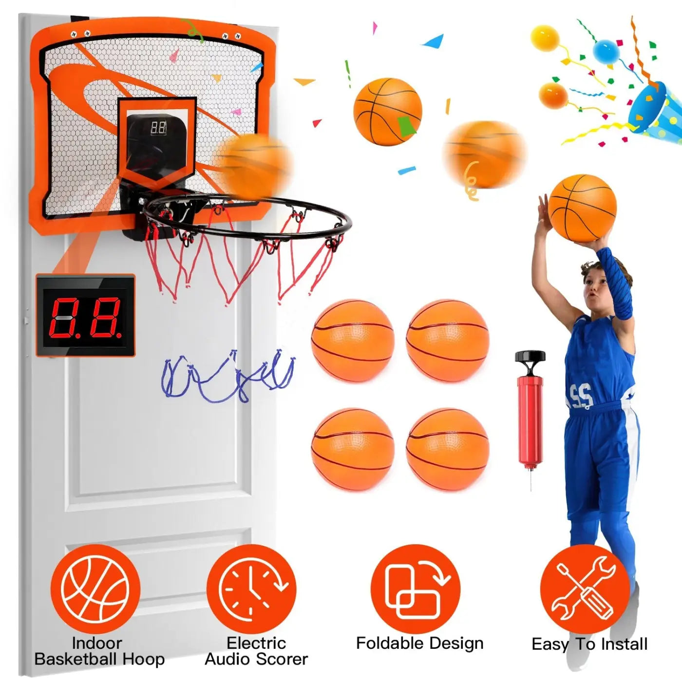 The Ball Depot kids basket ball set: Kids Indoor Mini Basketball Hoop Set