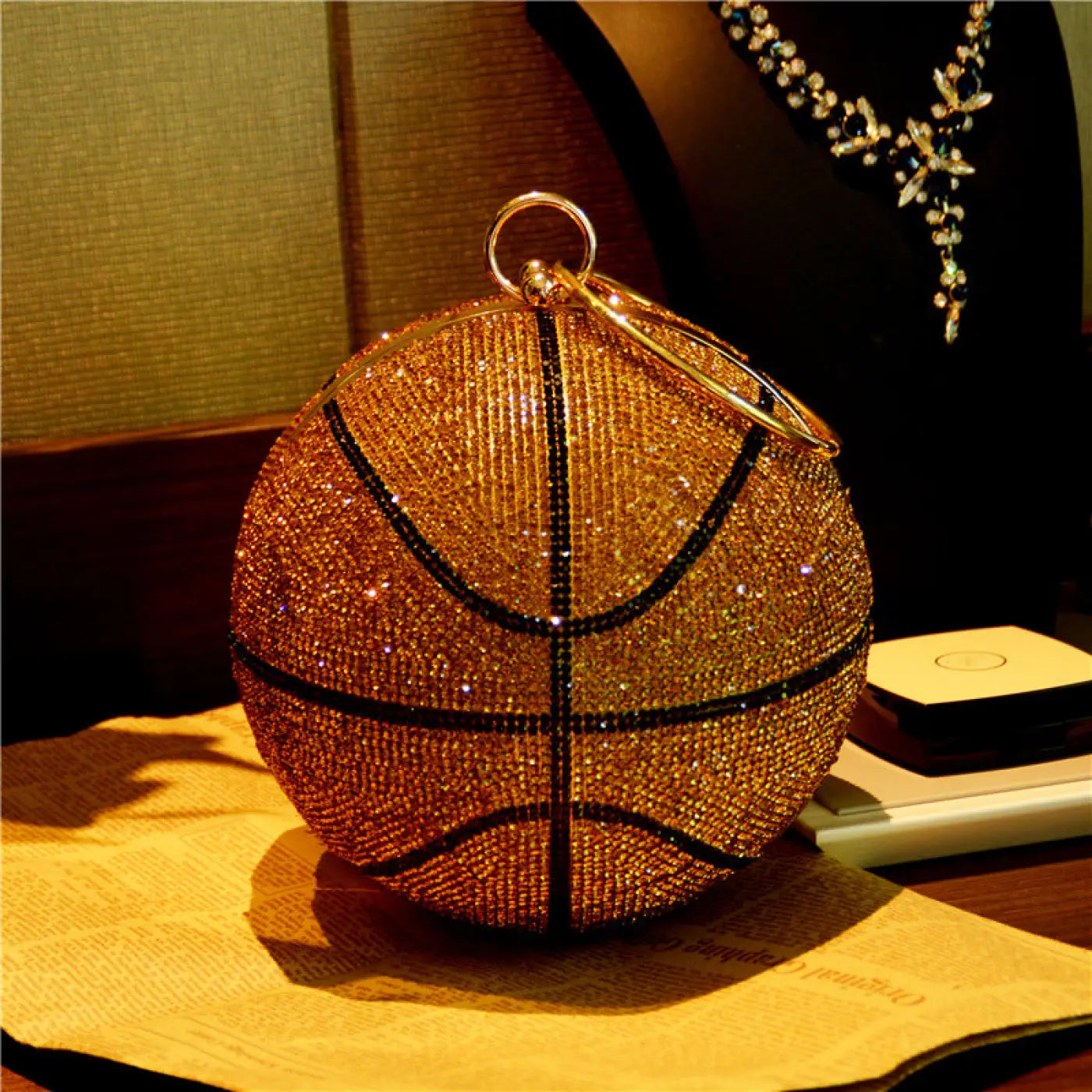 The Ball Depot basket ball purse: Ladies Rhinestone Basketball Bag