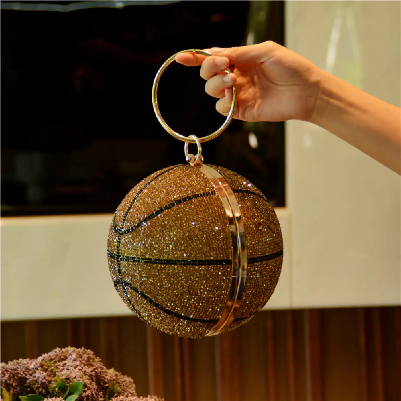 The Ball Depot basket ball purse: Ladies Rhinestone Basketball Bag