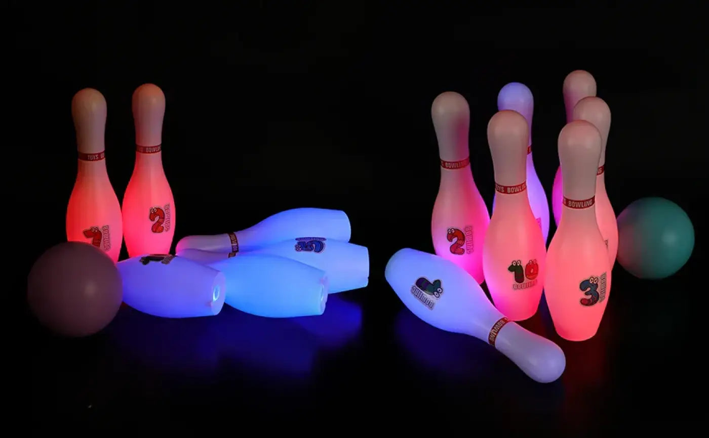 The Ball Depot bowling set: Light Up Bowling Pins For Kids