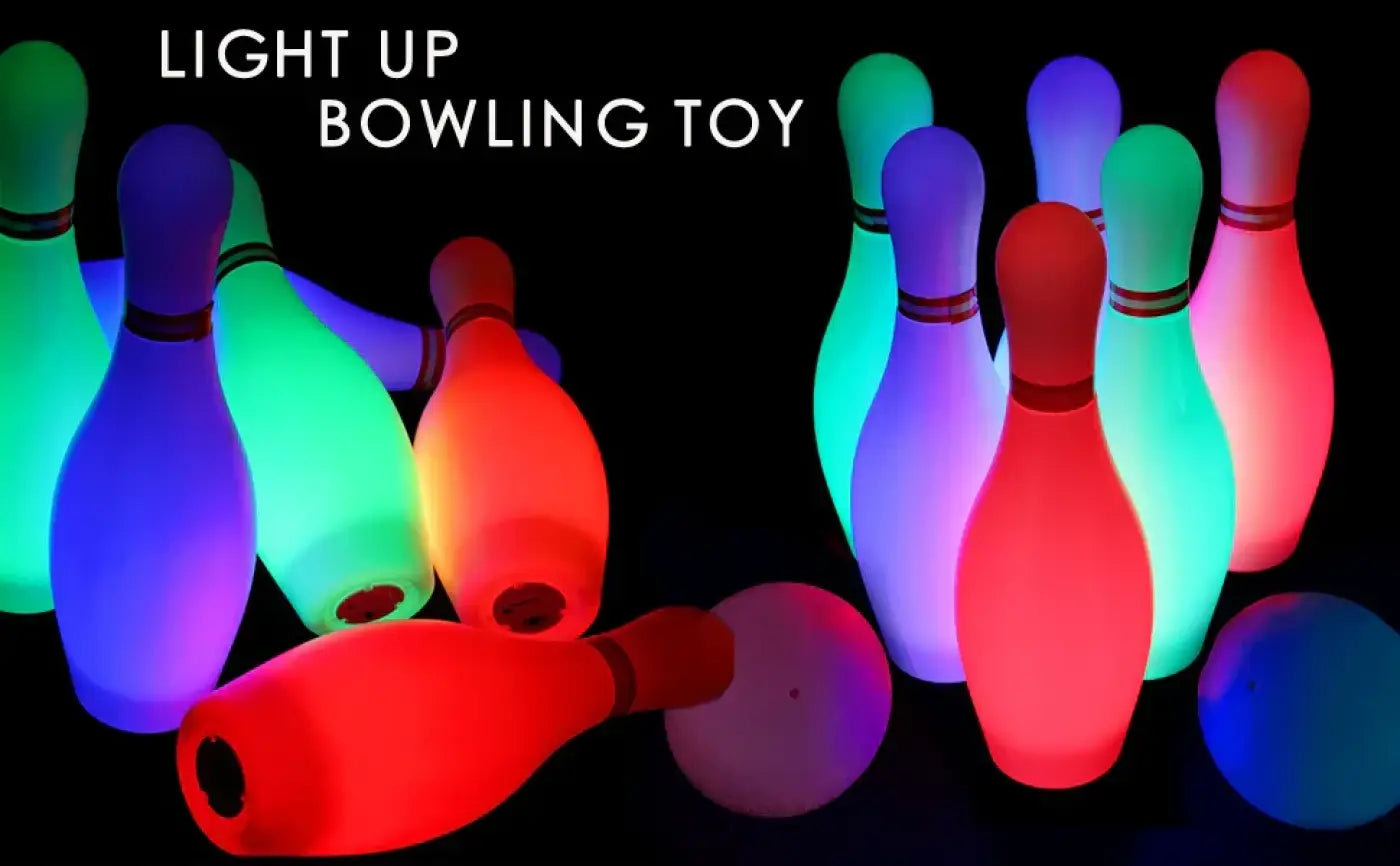 The Ball Depot bowling set: Light Up Bowling Pins For Kids