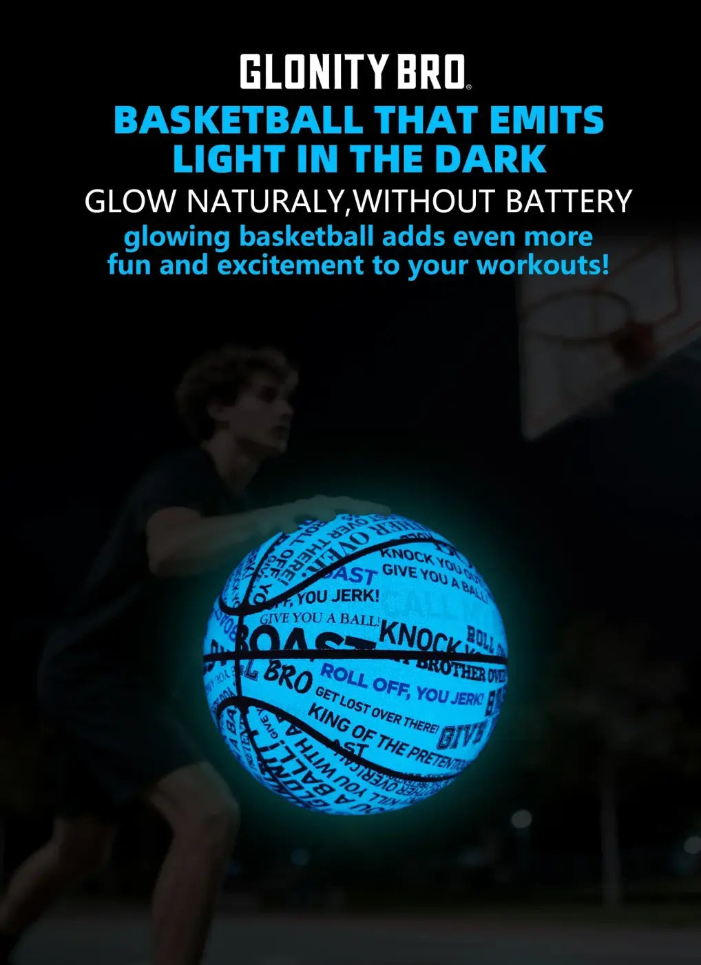 The Ball Depot glow basketball: Luminous Blue Basketball by Glonity Bro