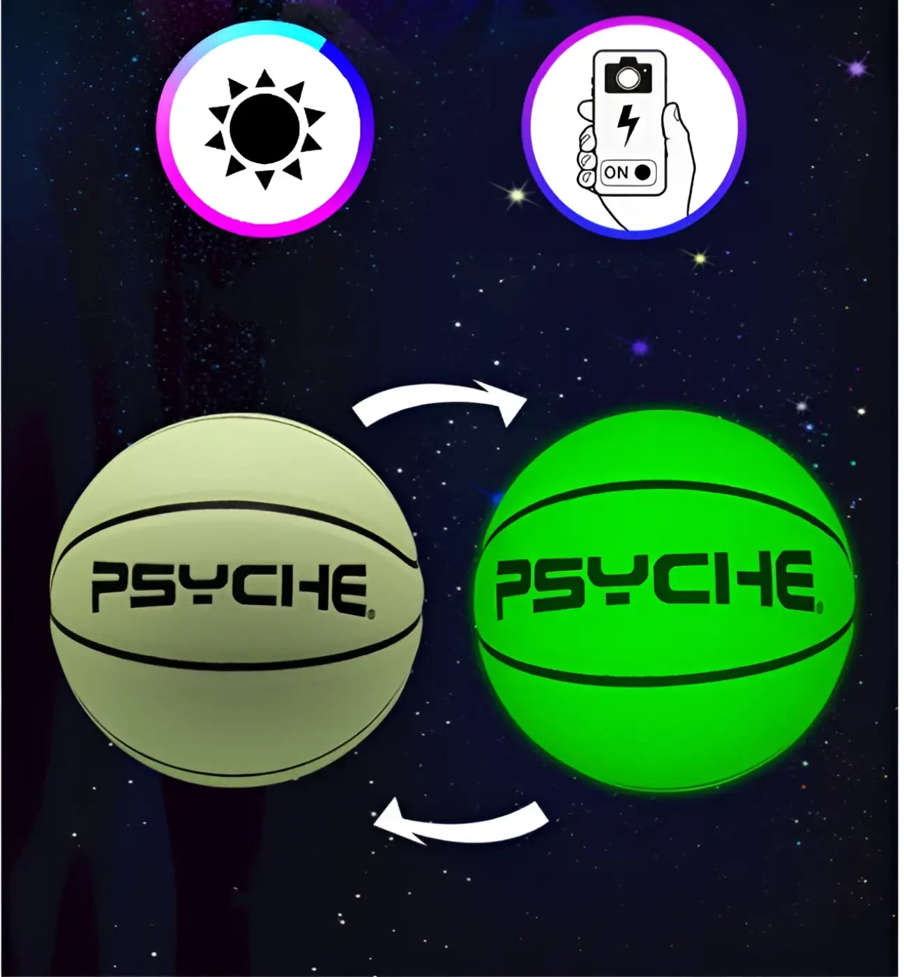 The Ball Depot basketball: Luminous No. 7 color changing basketball