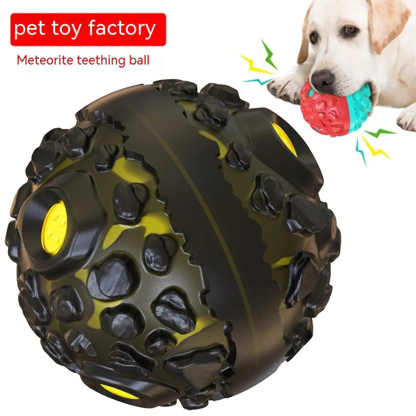 The Ball Depot dog ball: Meteorite Strange Sound Teether Dog Ball