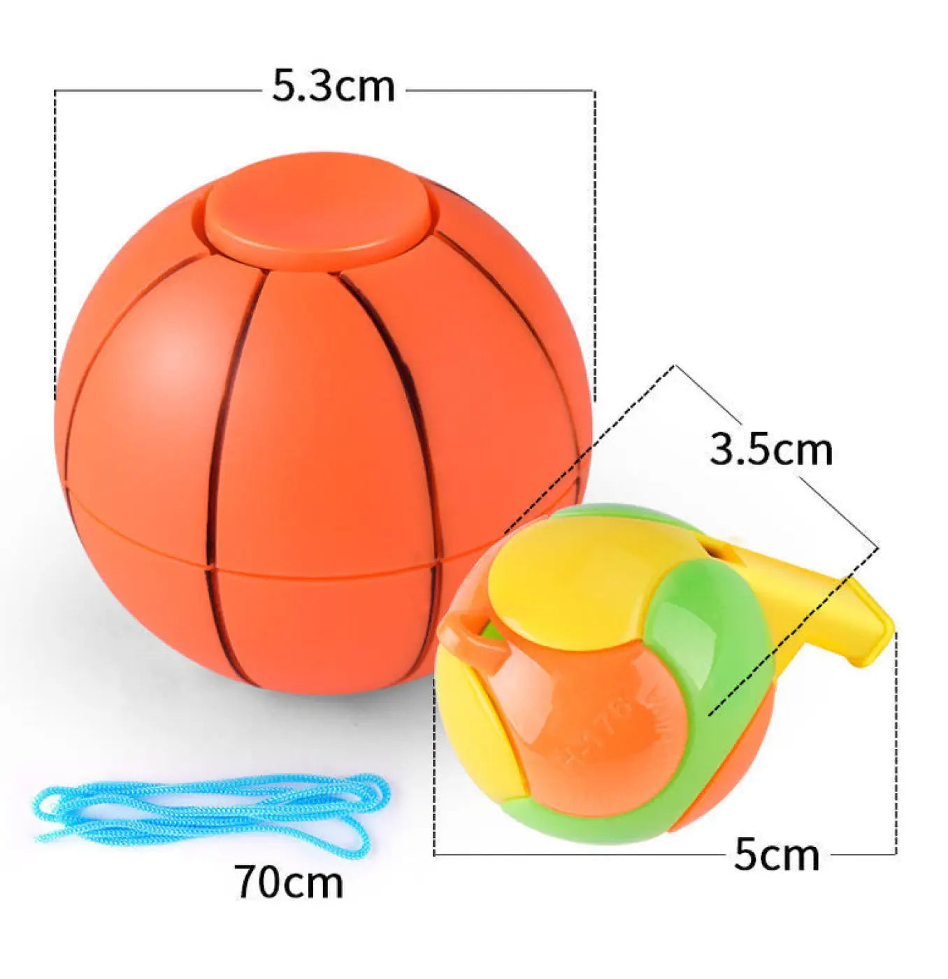 The Ball Depot Accessories: Mini Fingertip Soccer/Basketball Top and whistle