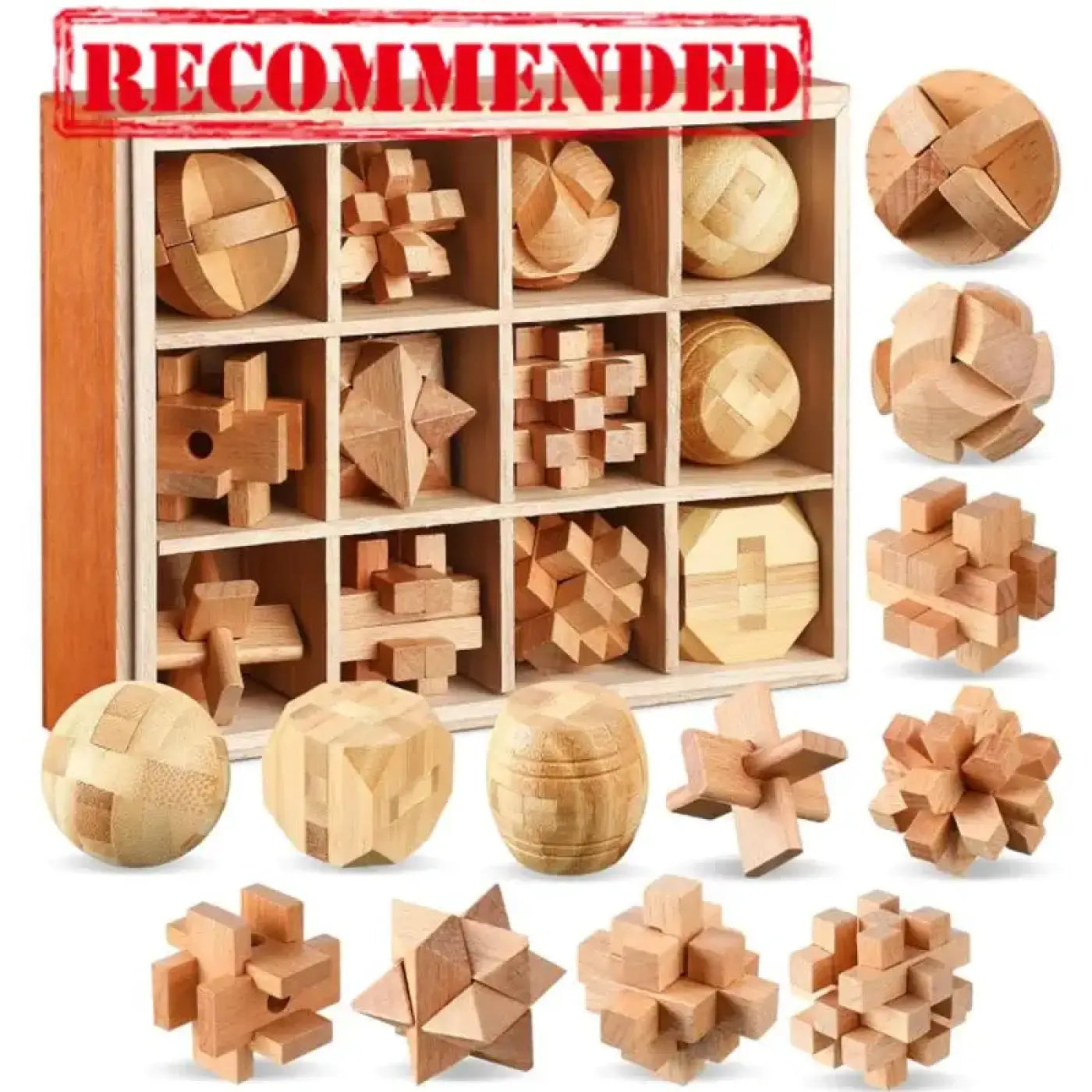 The Ball Depot : Mini Wooden Kong Ming Lock Lu Ban Lock IQ Brain Teaser Educational Toy Children Montessori 3D Puzzles Game Unlock Toys Kid Adult