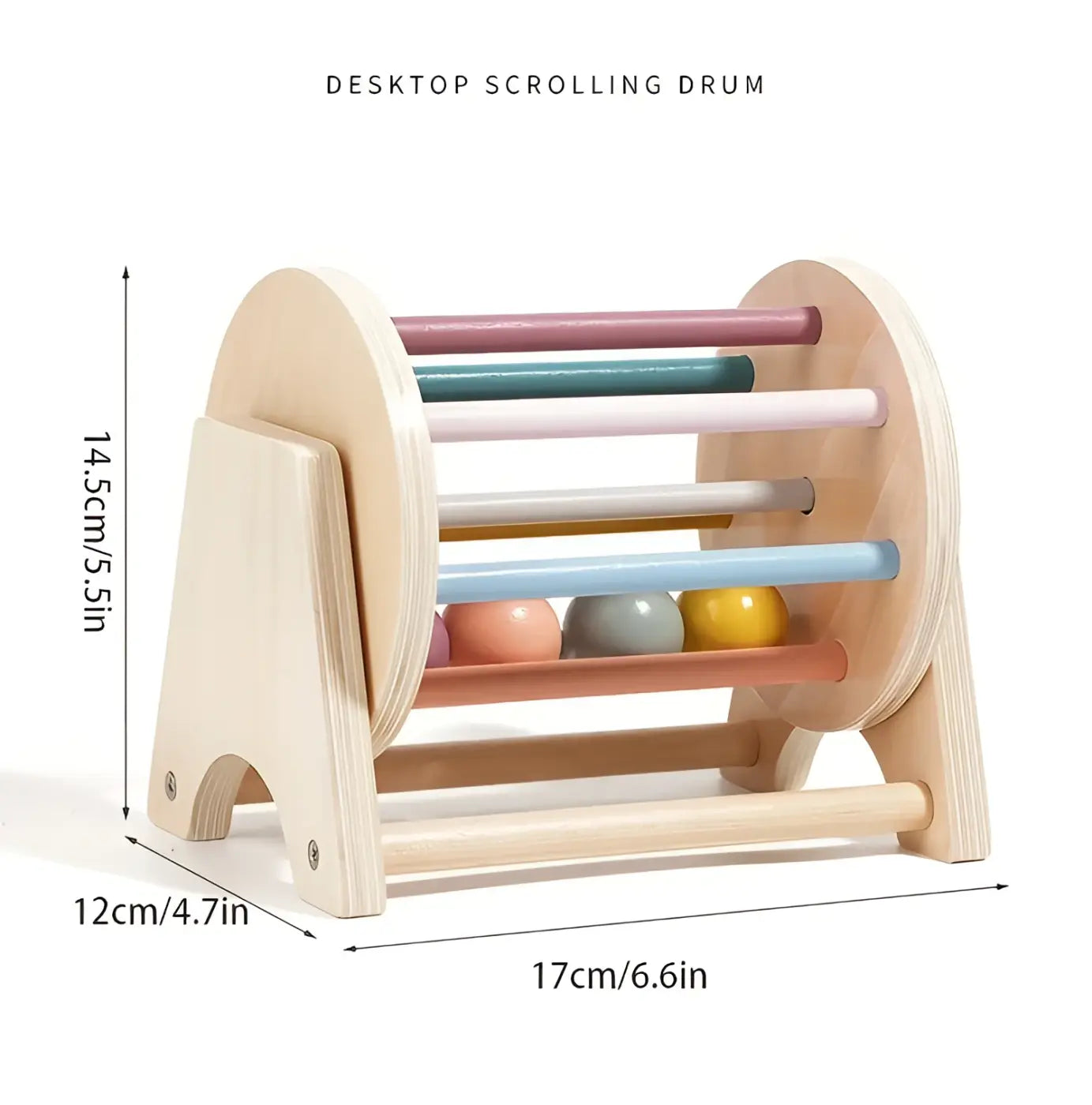 The Ball Depot musical drum ball set: Montessori Wooden Rolling Drum Set