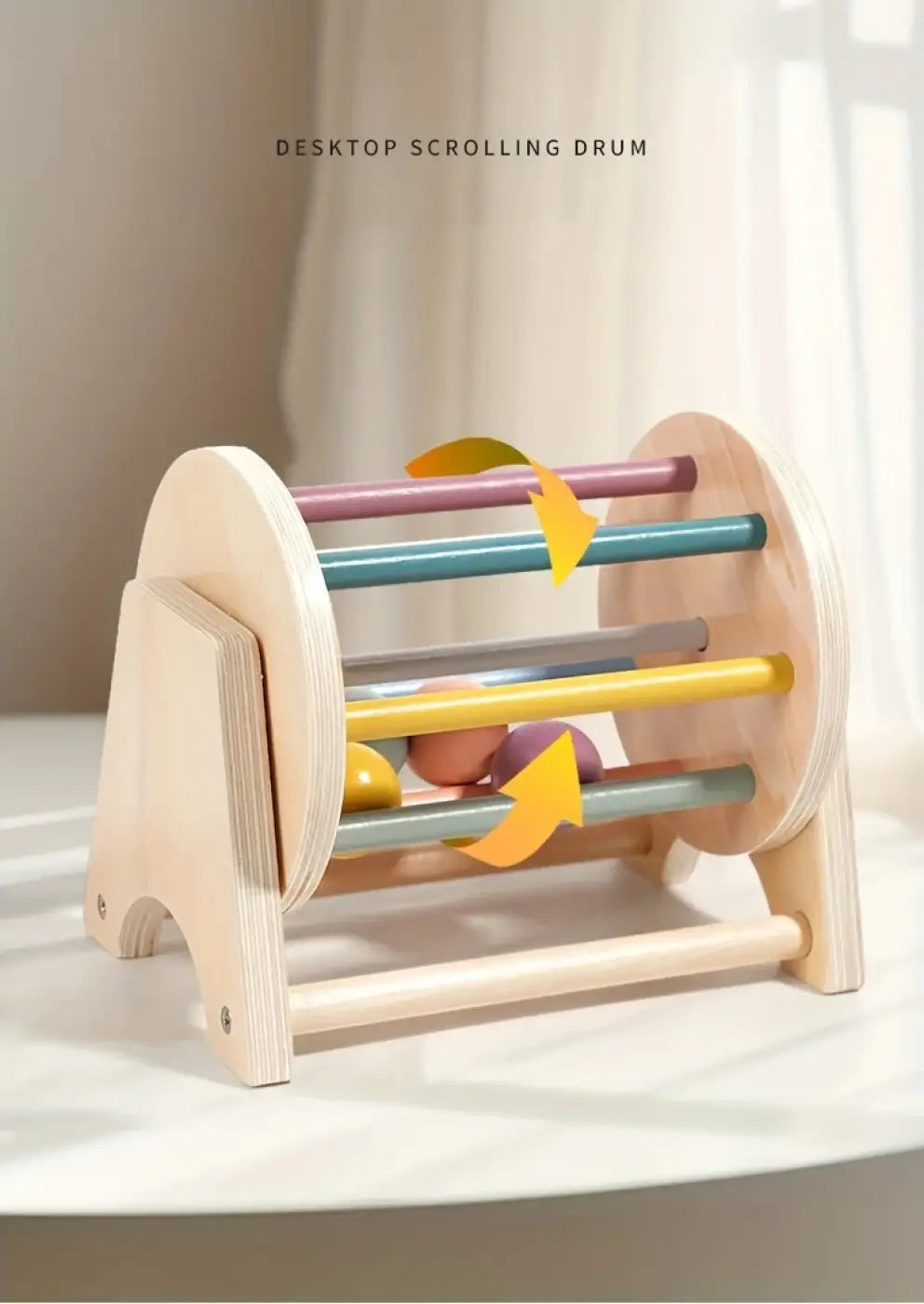 The Ball Depot musical drum ball set: Montessori Wooden Rolling Drum Set